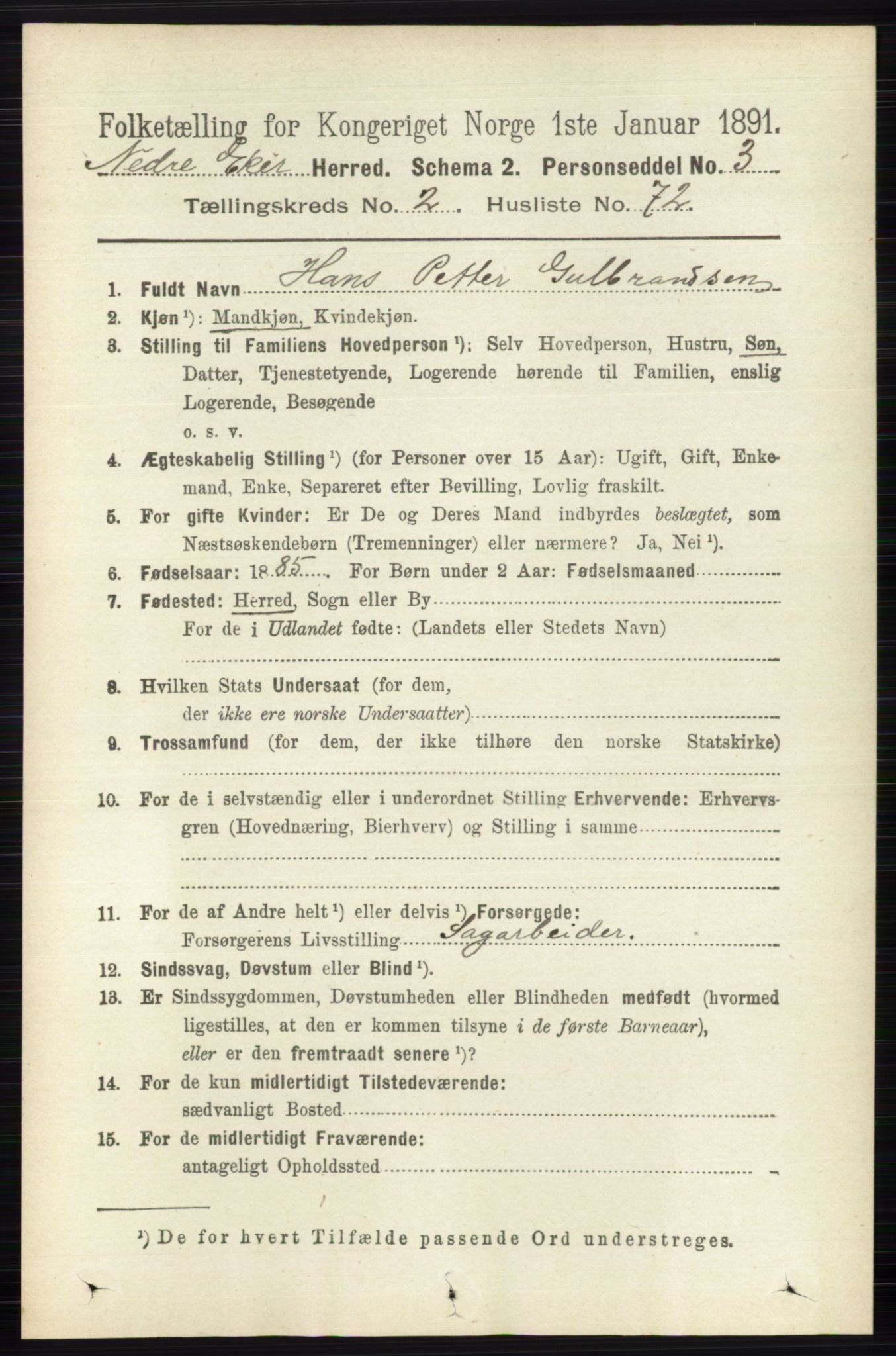 RA, 1891 census for 0625 Nedre Eiker, 1891, p. 923