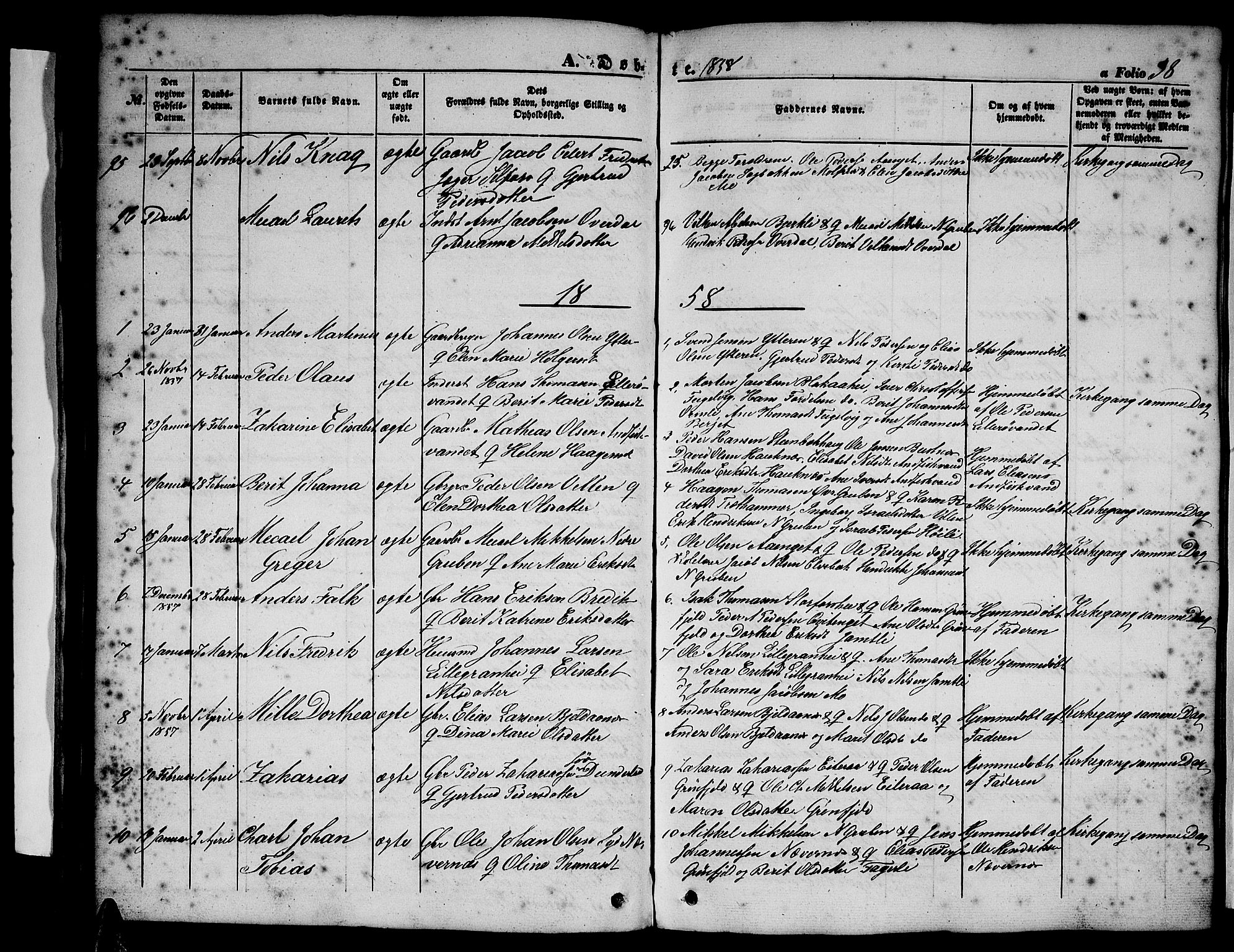 Ministerialprotokoller, klokkerbøker og fødselsregistre - Nordland, SAT/A-1459/827/L0414: Parish register (copy) no. 827C03, 1853-1865, p. 38
