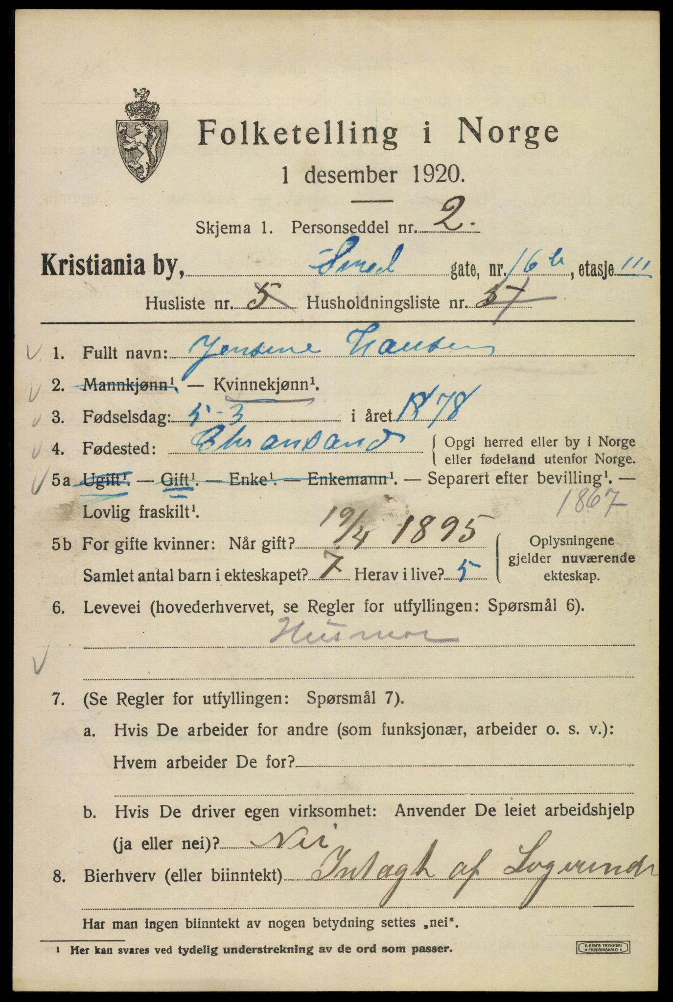 SAO, 1920 census for Kristiania, 1920, p. 519929