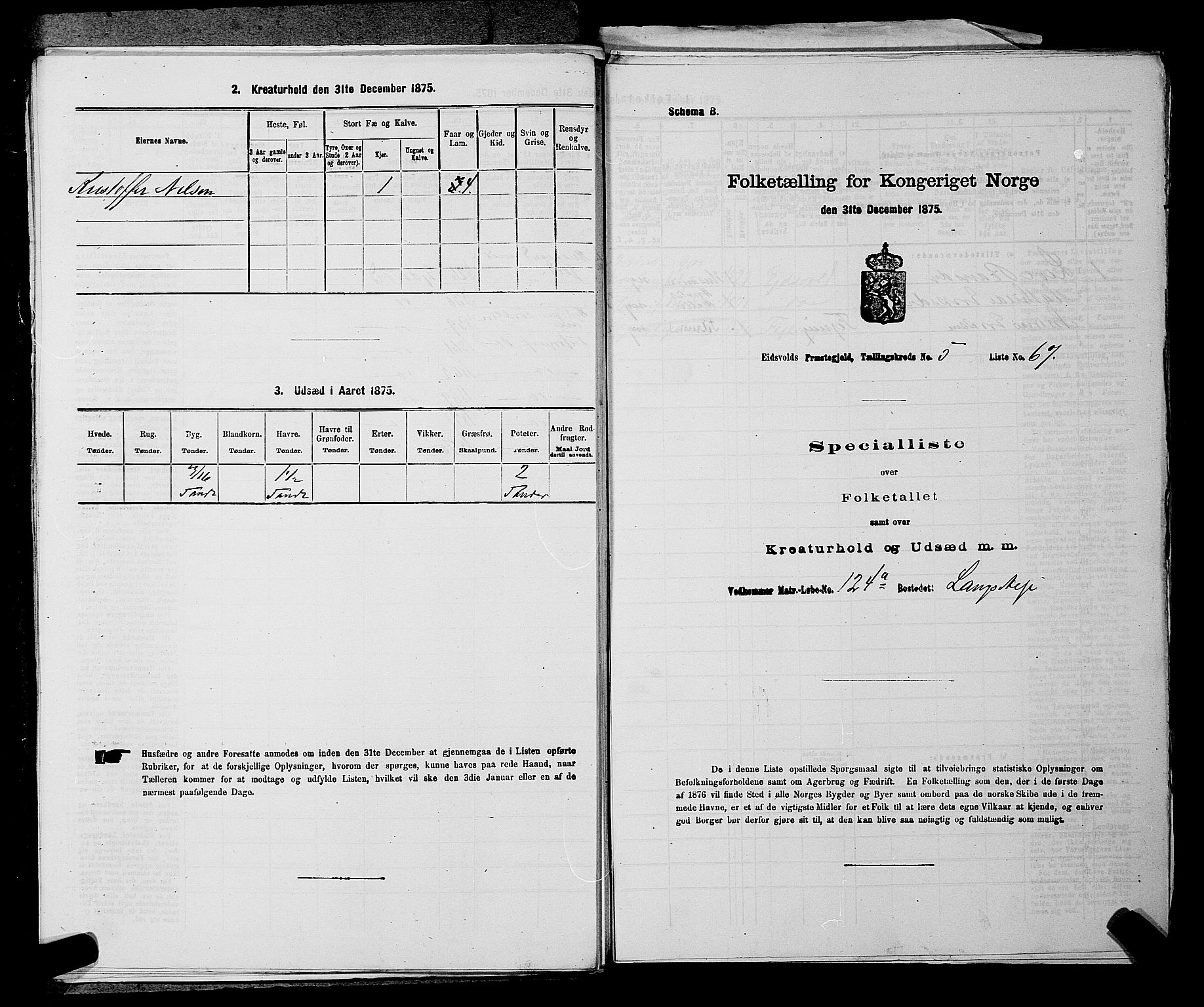RA, 1875 census for 0237P Eidsvoll, 1875, p. 758