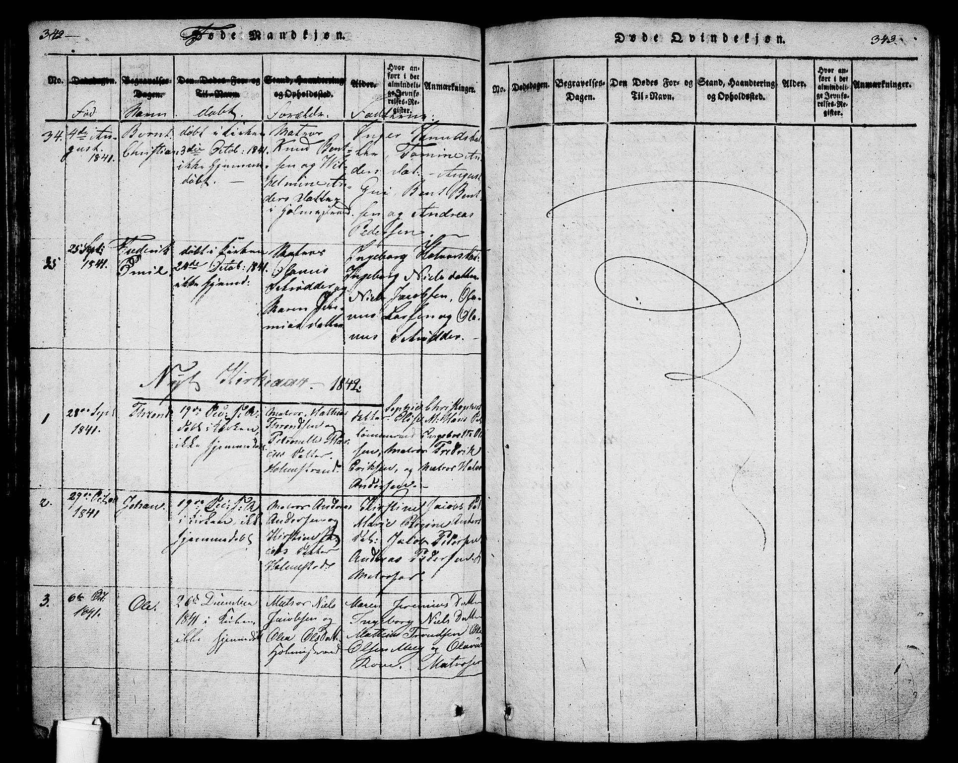 Holmestrand kirkebøker, SAKO/A-346/G/Ga/L0001: Parish register (copy) no. 1, 1814-1848, p. 342-343