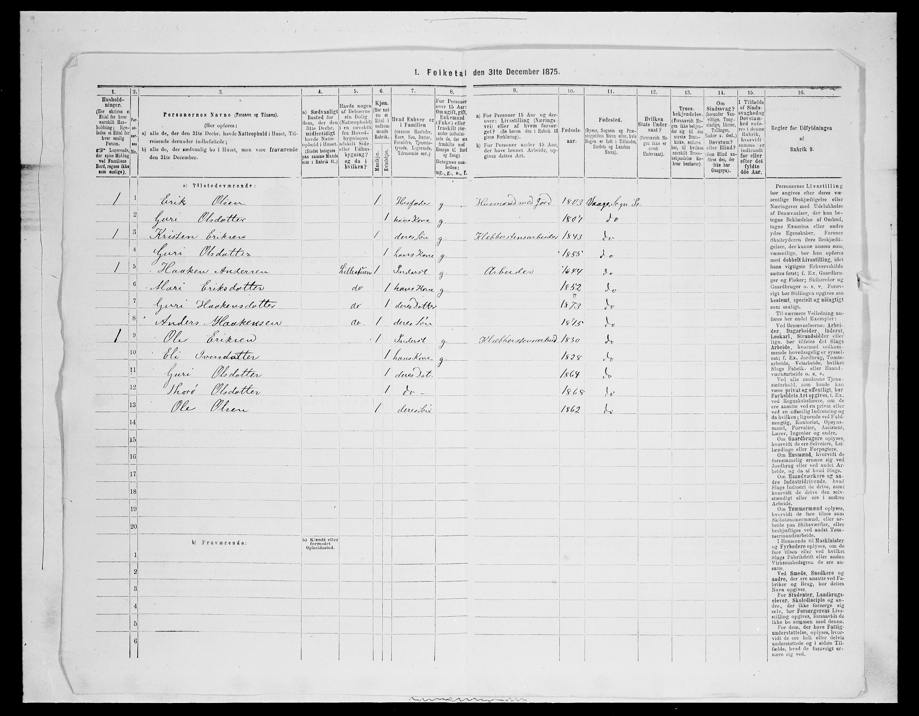 SAH, 1875 census for 0515P Vågå, 1875, p. 344