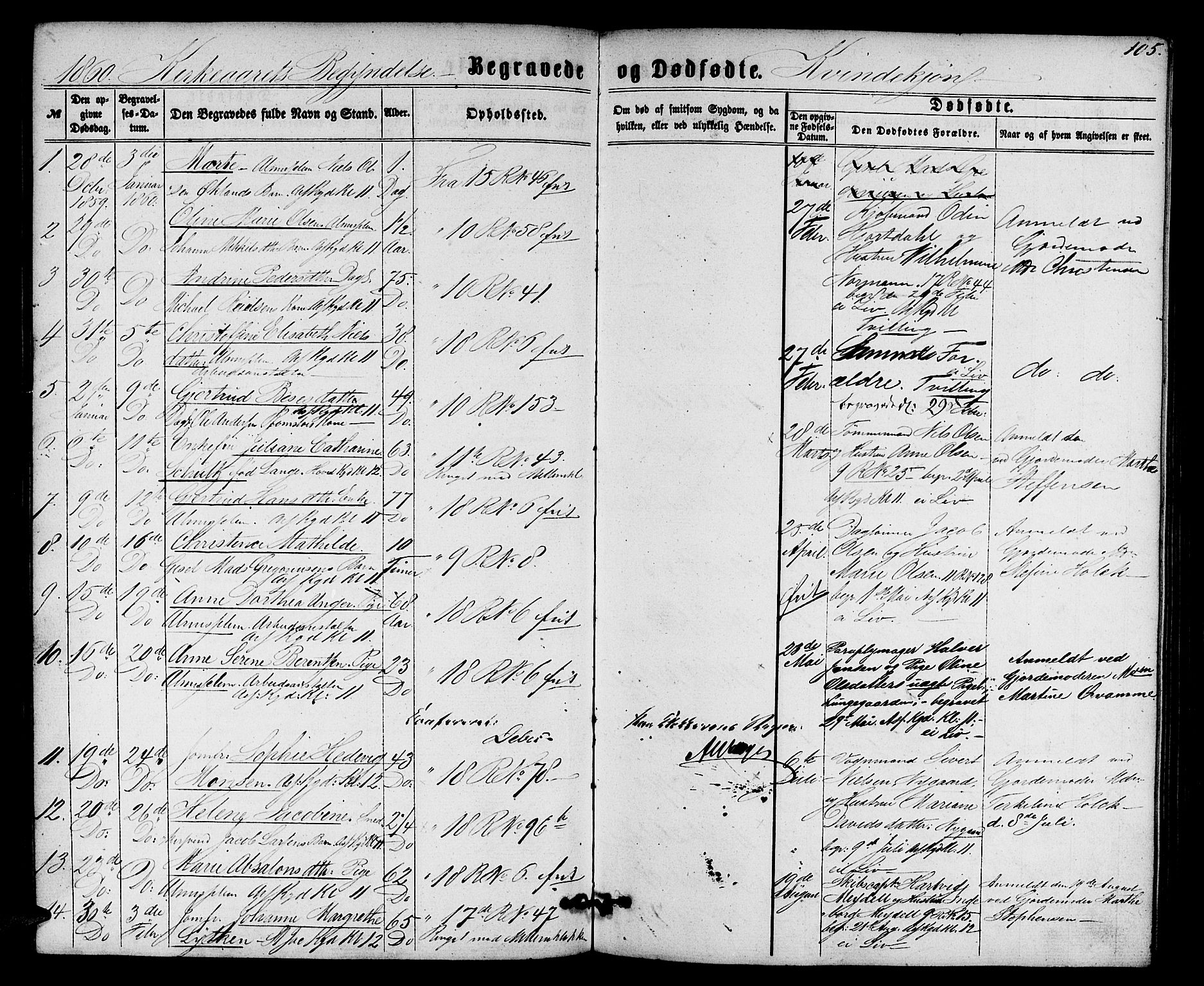 Domkirken sokneprestembete, SAB/A-74801/H/Hab/L0039: Parish register (copy) no. E 3, 1860-1868, p. 105