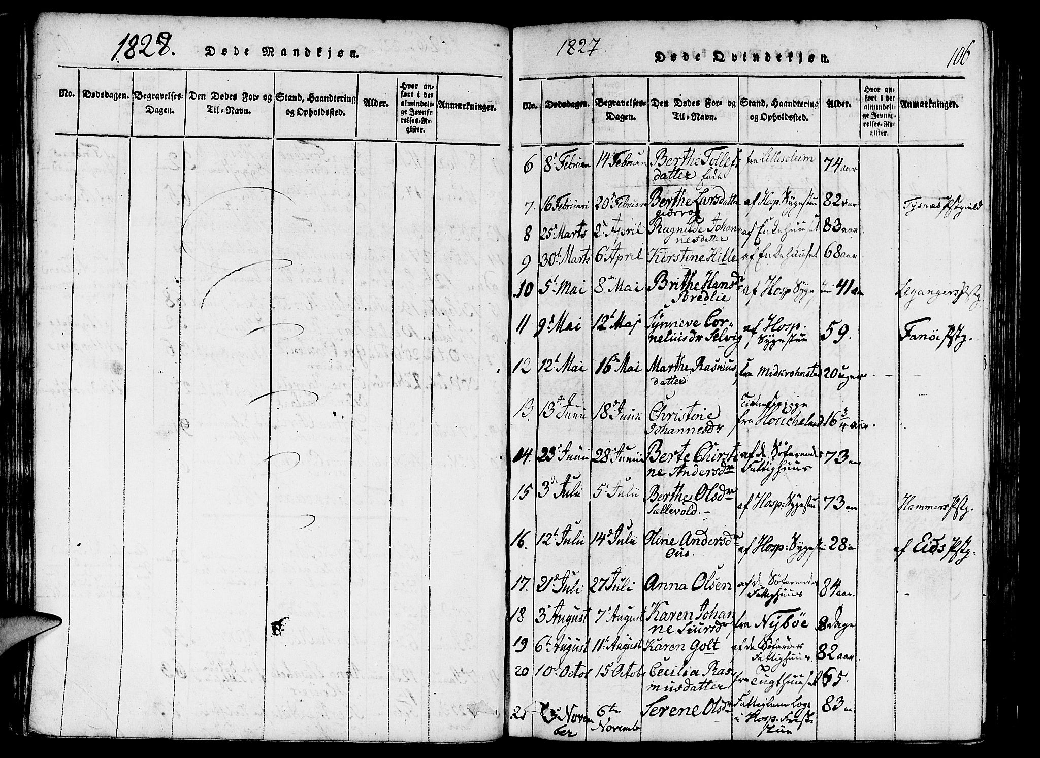 St. Jørgens hospital og Årstad sokneprestembete, AV/SAB-A-99934: Parish register (official) no. A 3, 1815-1843, p. 106