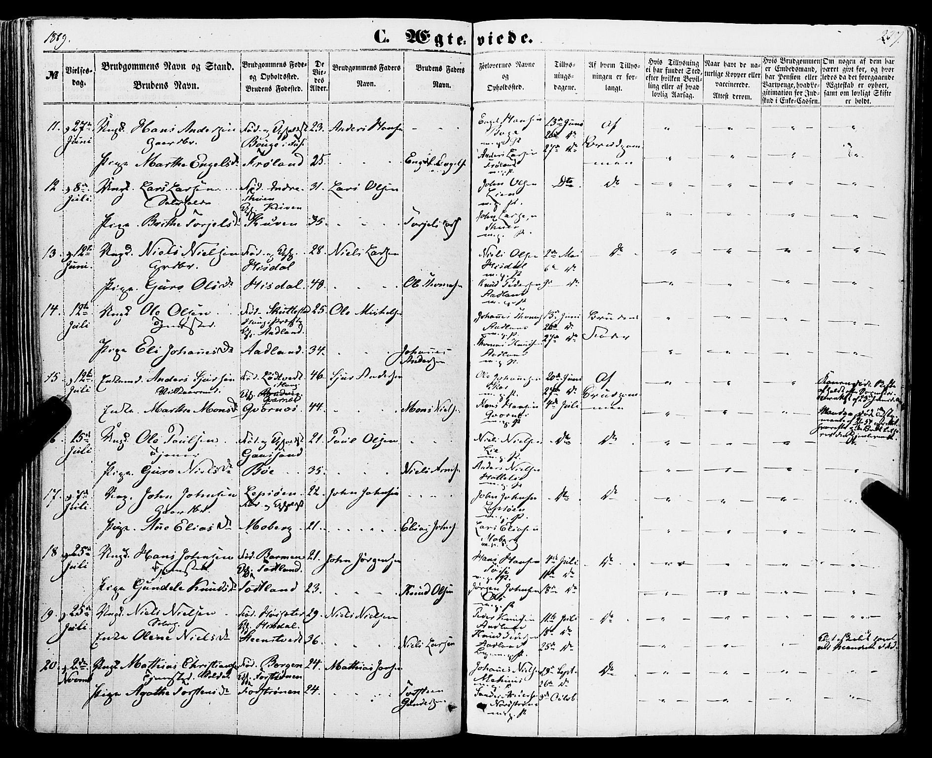 Os sokneprestembete, SAB/A-99929: Parish register (official) no. A 17, 1860-1873, p. 227