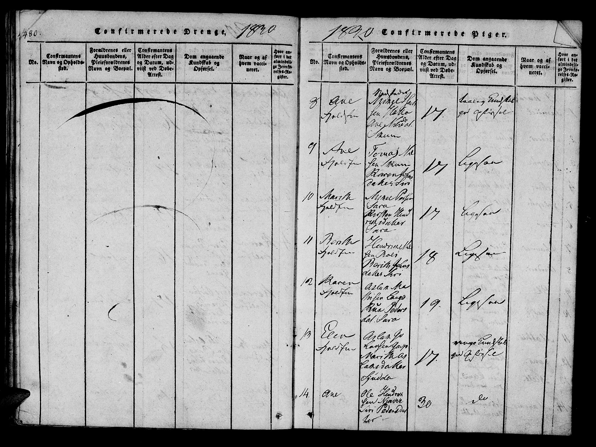 Kistrand/Porsanger sokneprestembete, AV/SATØ-S-1351/H/Ha/L0010.kirke: Parish register (official) no. 10, 1821-1842, p. 480-481