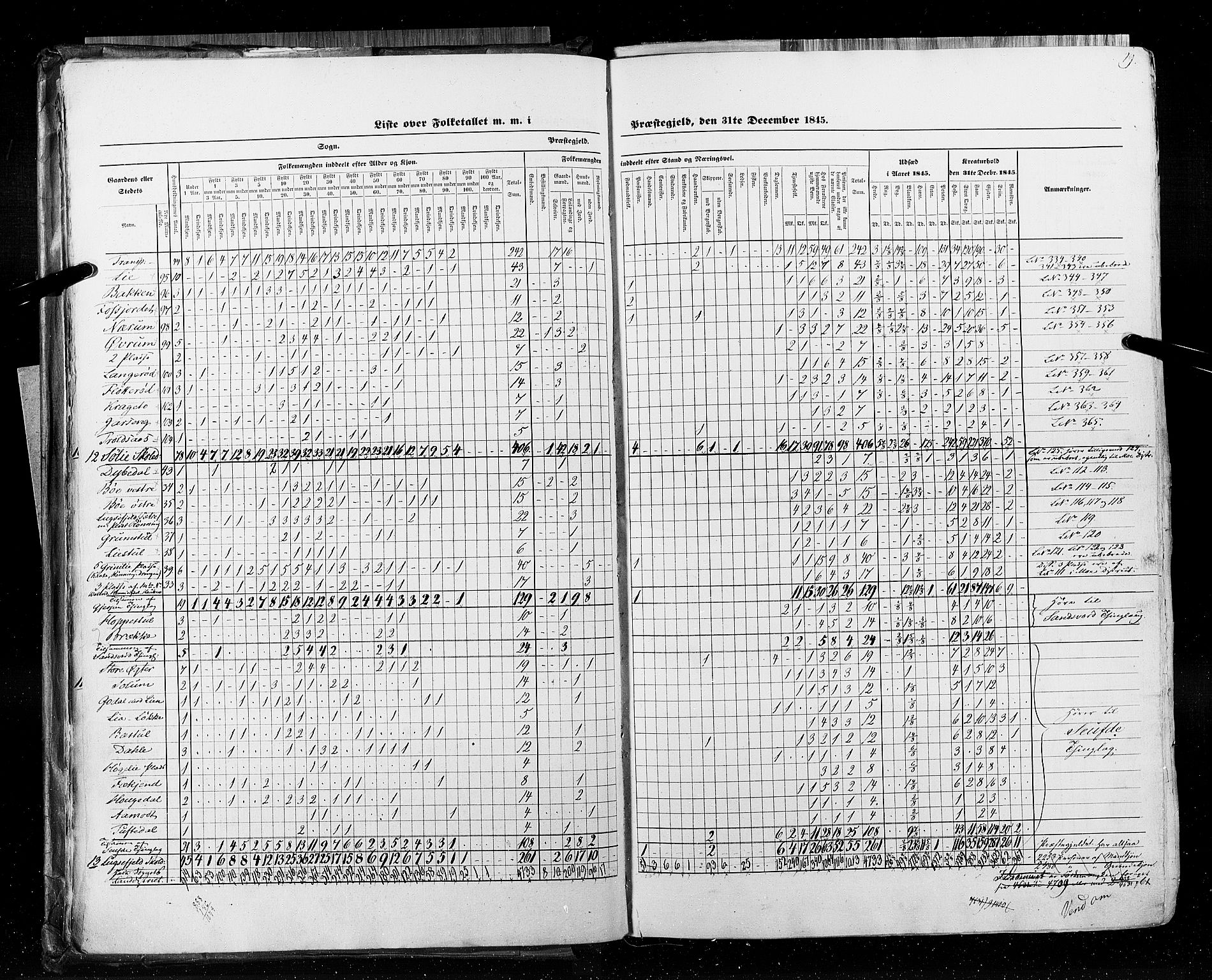 RA, Census 1845, vol. 5: Bratsberg amt og Nedenes og Råbyggelaget amt, 1845, p. 19