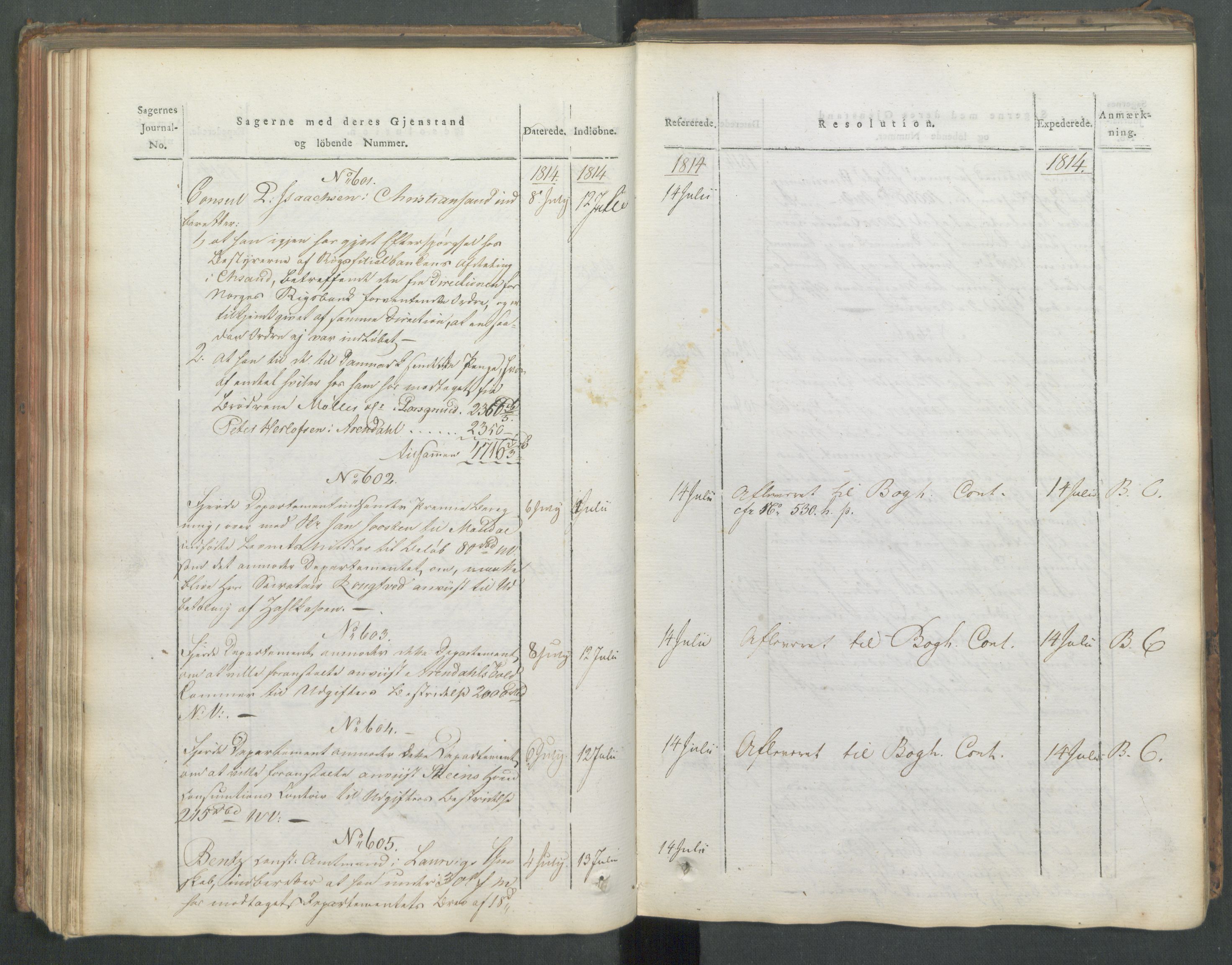 Departementene i 1814, RA/S-3899/Fa/L0008: 1. byrå - Journal B, 1814, p. 128