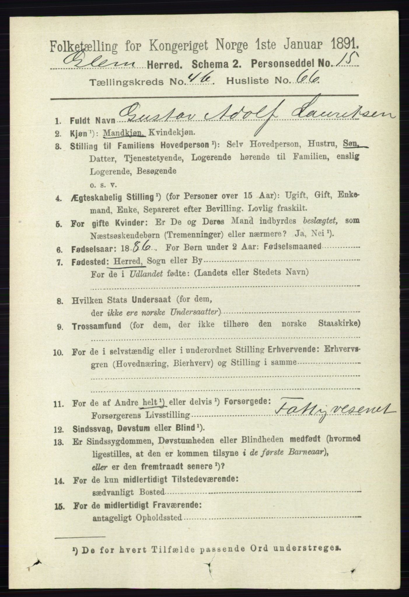 RA, 1891 census for 0132 Glemmen, 1891, p. 5563