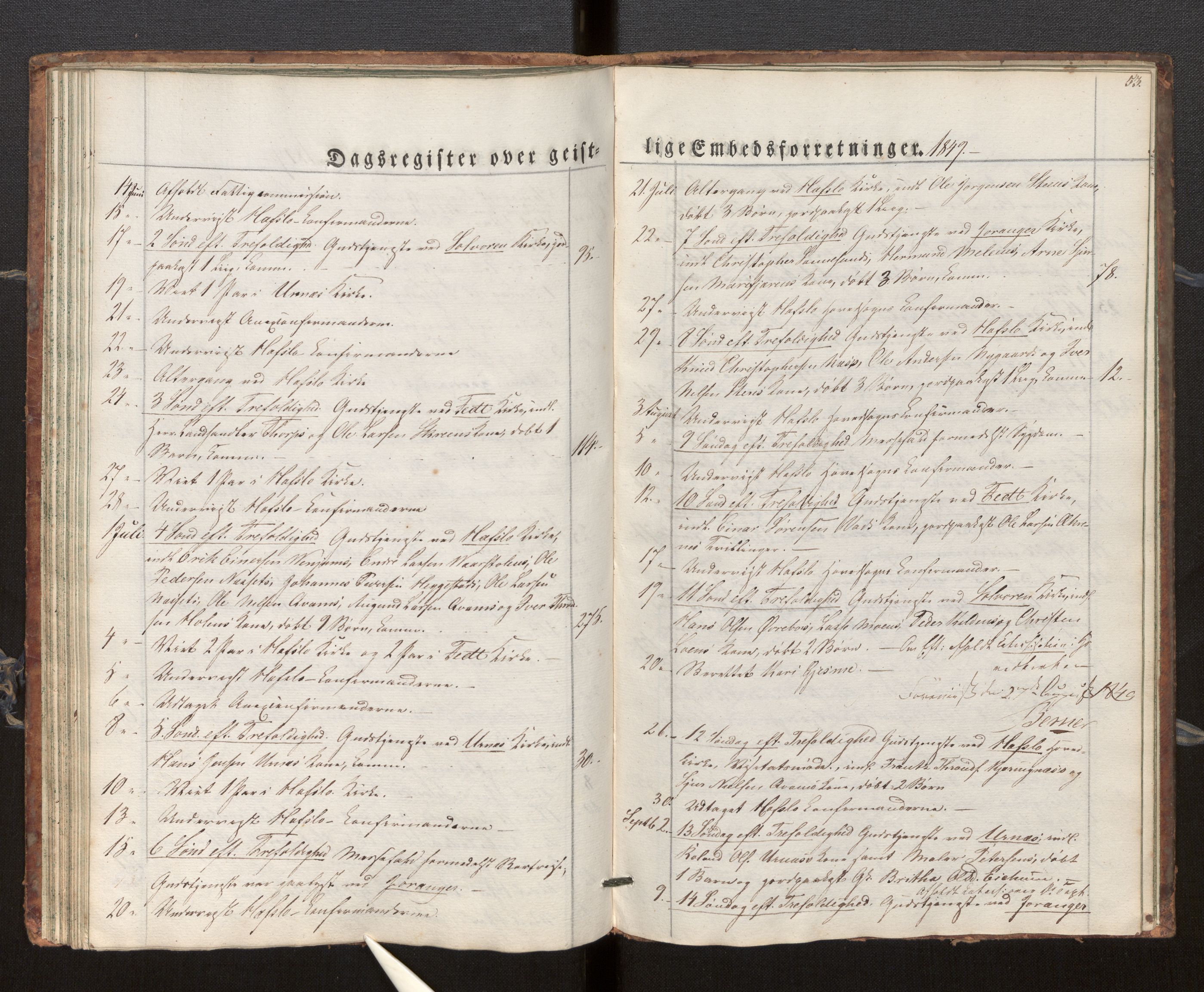 Hafslo sokneprestembete, SAB/A-80301/H/Haa/Haaf/L0001: Diary records no. F 1, 1834-1854, p. 53