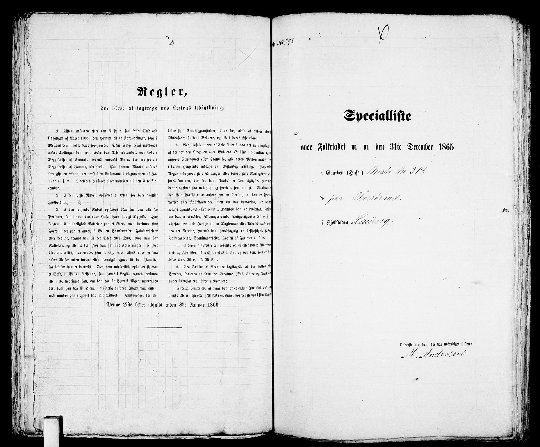 RA, 1865 census for Larvik, 1865, p. 820