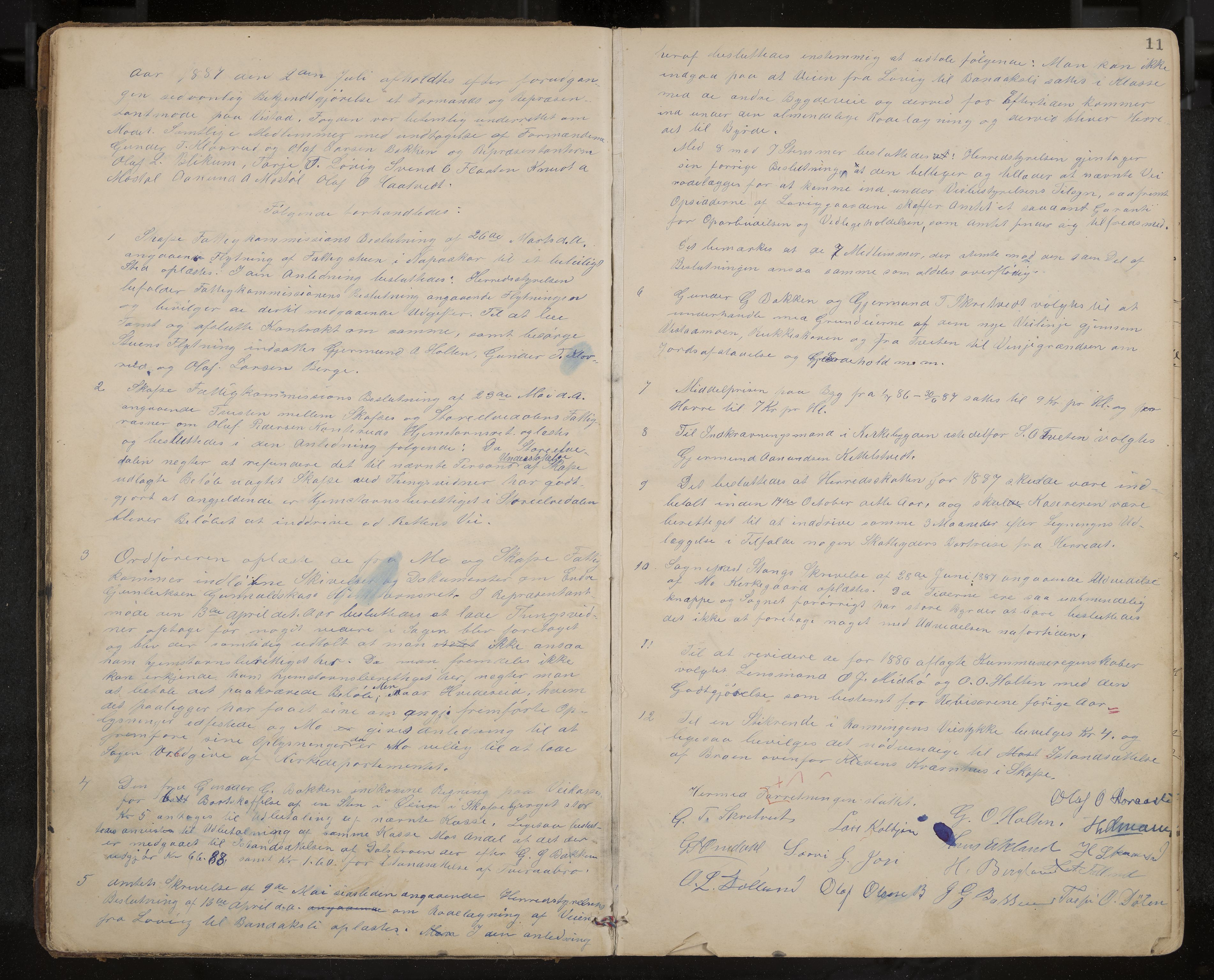 Mo formannskap og sentraladministrasjon, IKAK/0832021/A/L0003: Møtebok, 1886-1903, p. 11