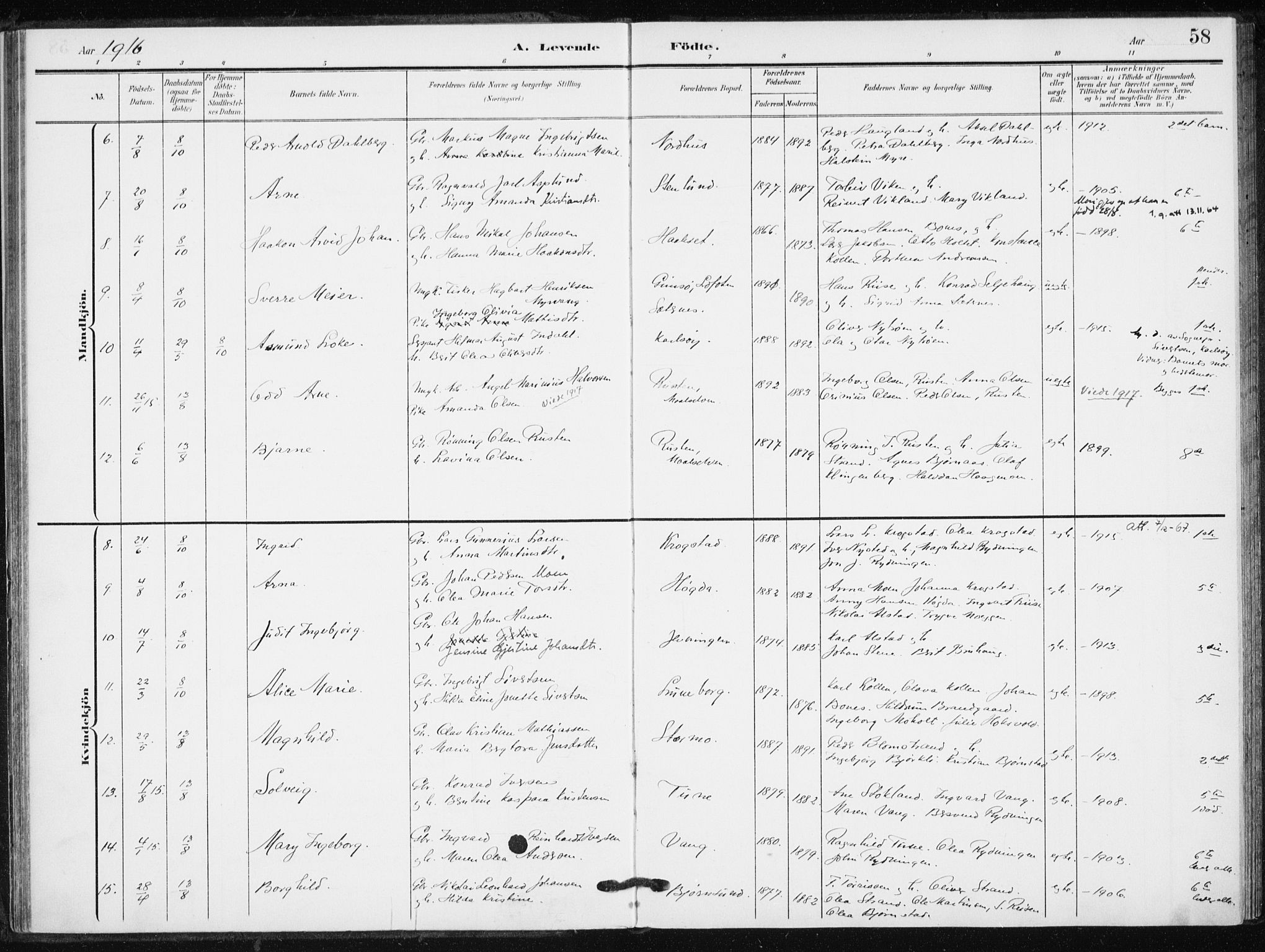 Målselv sokneprestembete, SATØ/S-1311/G/Ga/Gaa/L0013kirke: Parish register (official) no. 13, 1903-1919, p. 58