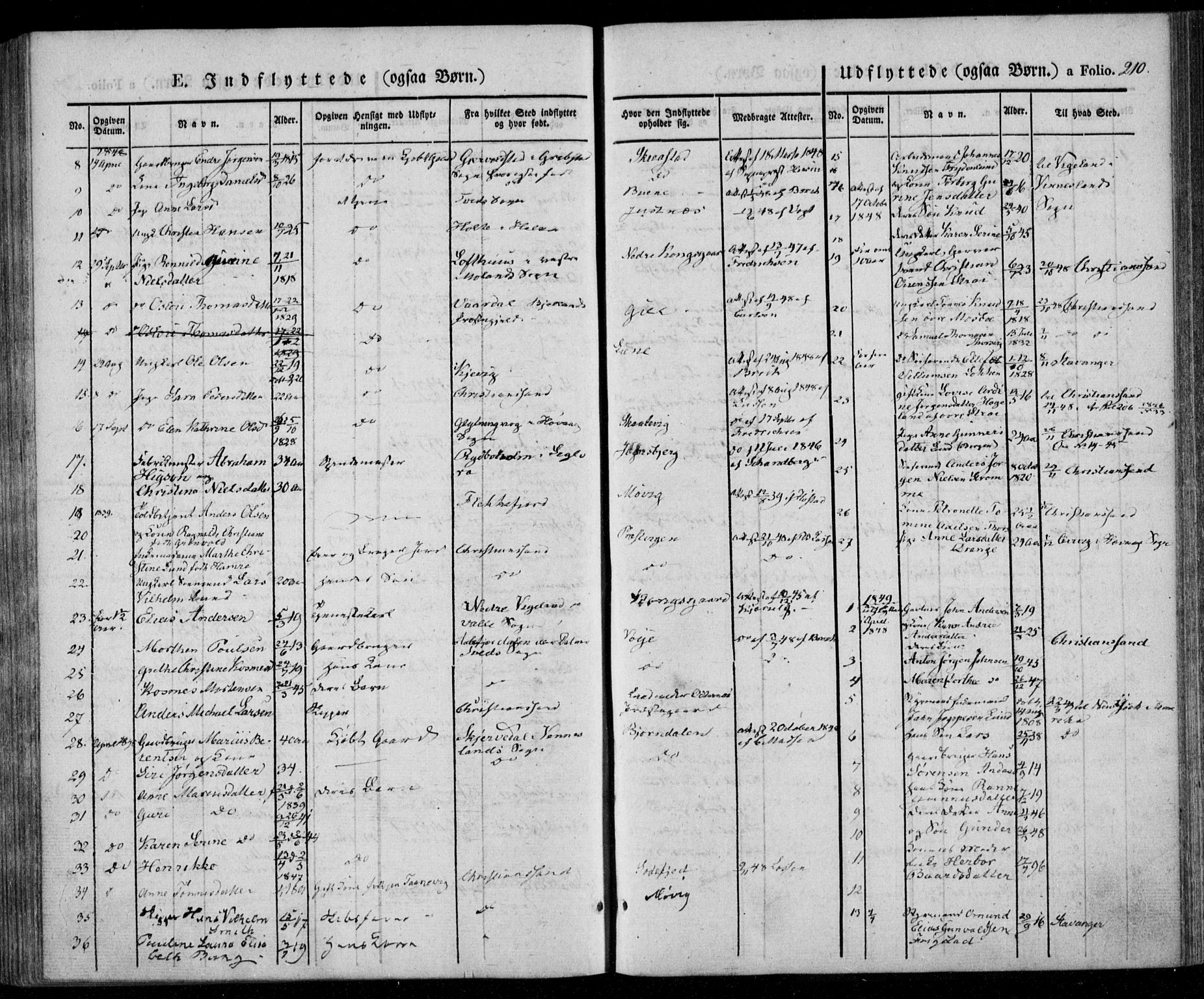 Oddernes sokneprestkontor, SAK/1111-0033/F/Fa/Faa/L0006: Parish register (official) no. A 6, 1838-1851, p. 210