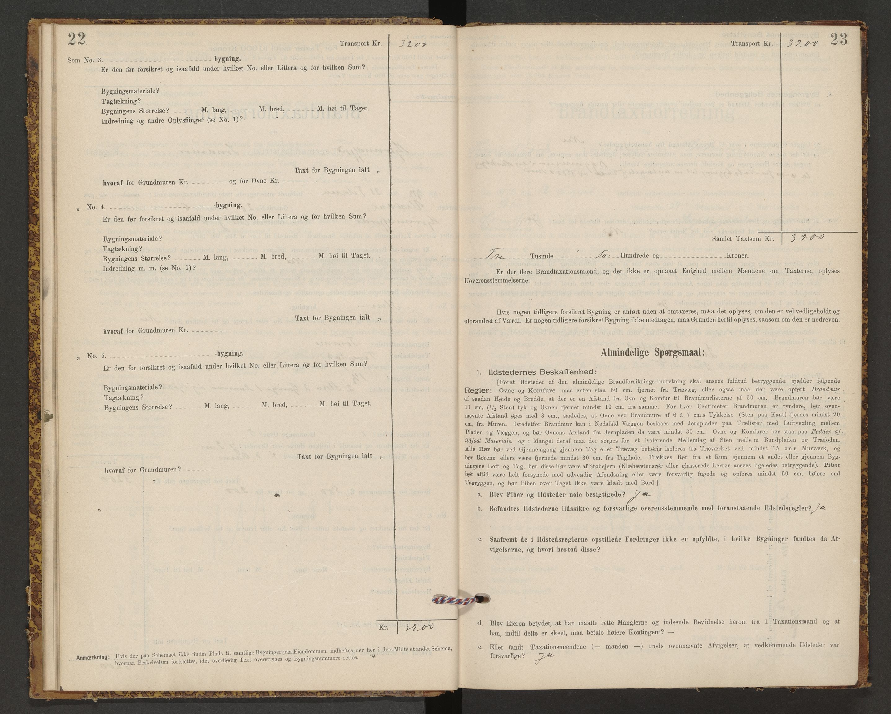 Norges Brannkasse Hjørundfjord, AV/SAT-A-5490/F/Fb/L0001: Branntakstprotokoll, 1911-1949, p. 22-23