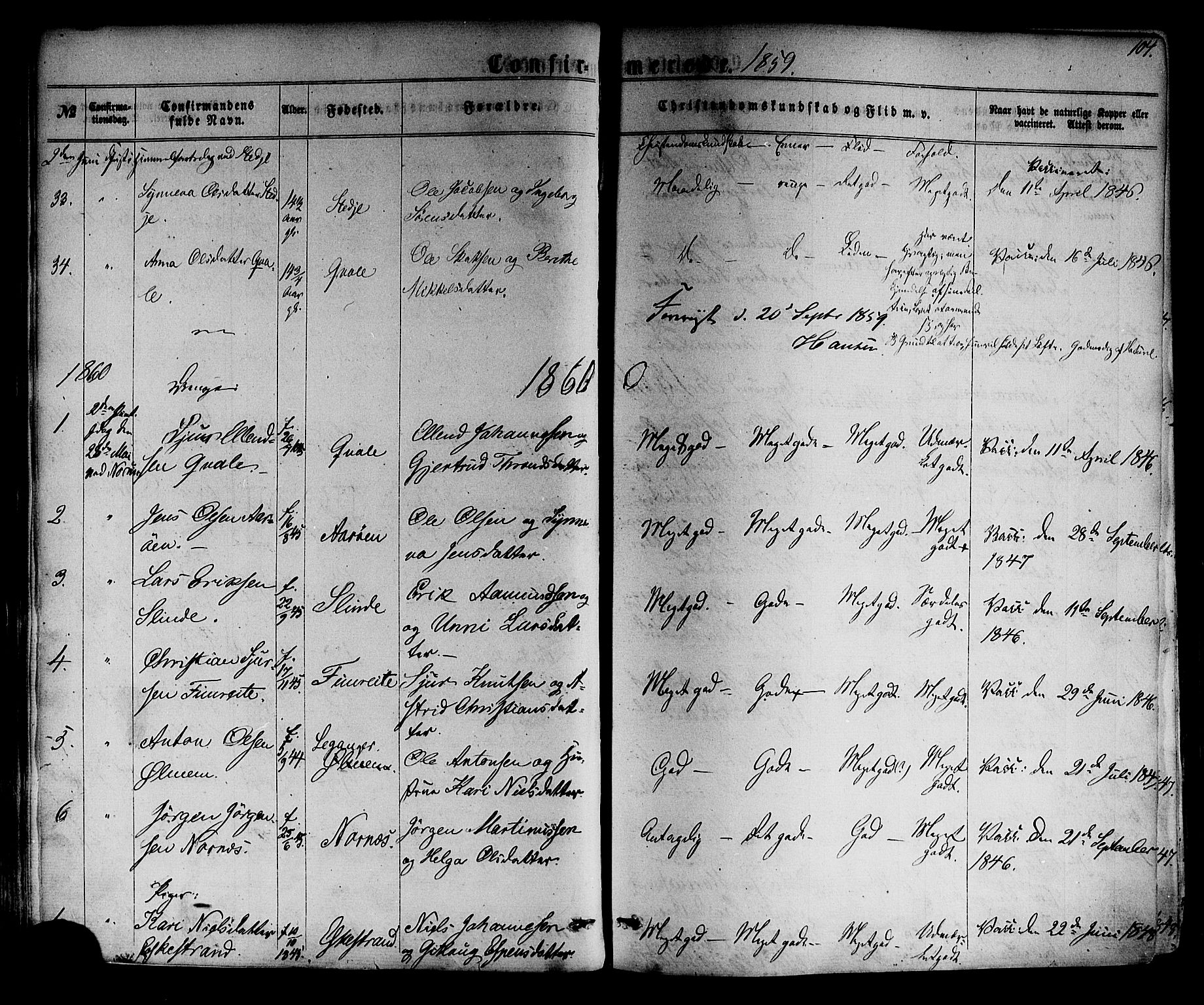 Sogndal sokneprestembete, AV/SAB-A-81301/H/Haa/Haaa/L0013: Parish register (official) no. A 13, 1859-1877, p. 104