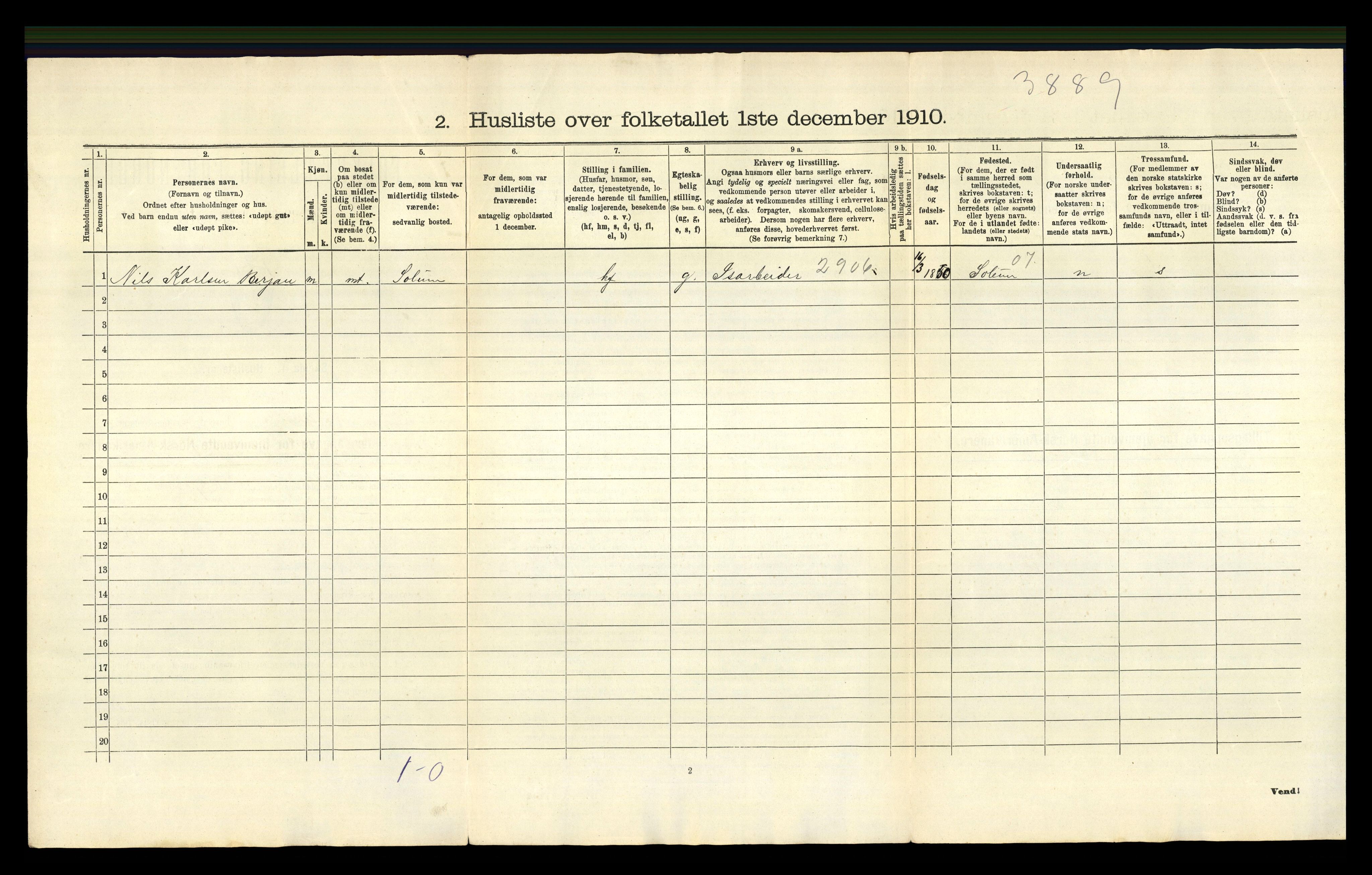 RA, 1910 census for Bamble, 1910, p. 55