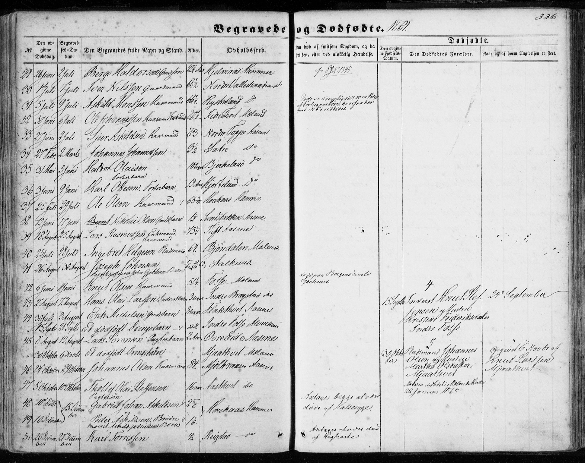 Hamre sokneprestembete, SAB/A-75501/H/Ha/Haa/Haaa/L0014: Parish register (official) no. A 14, 1858-1872, p. 336