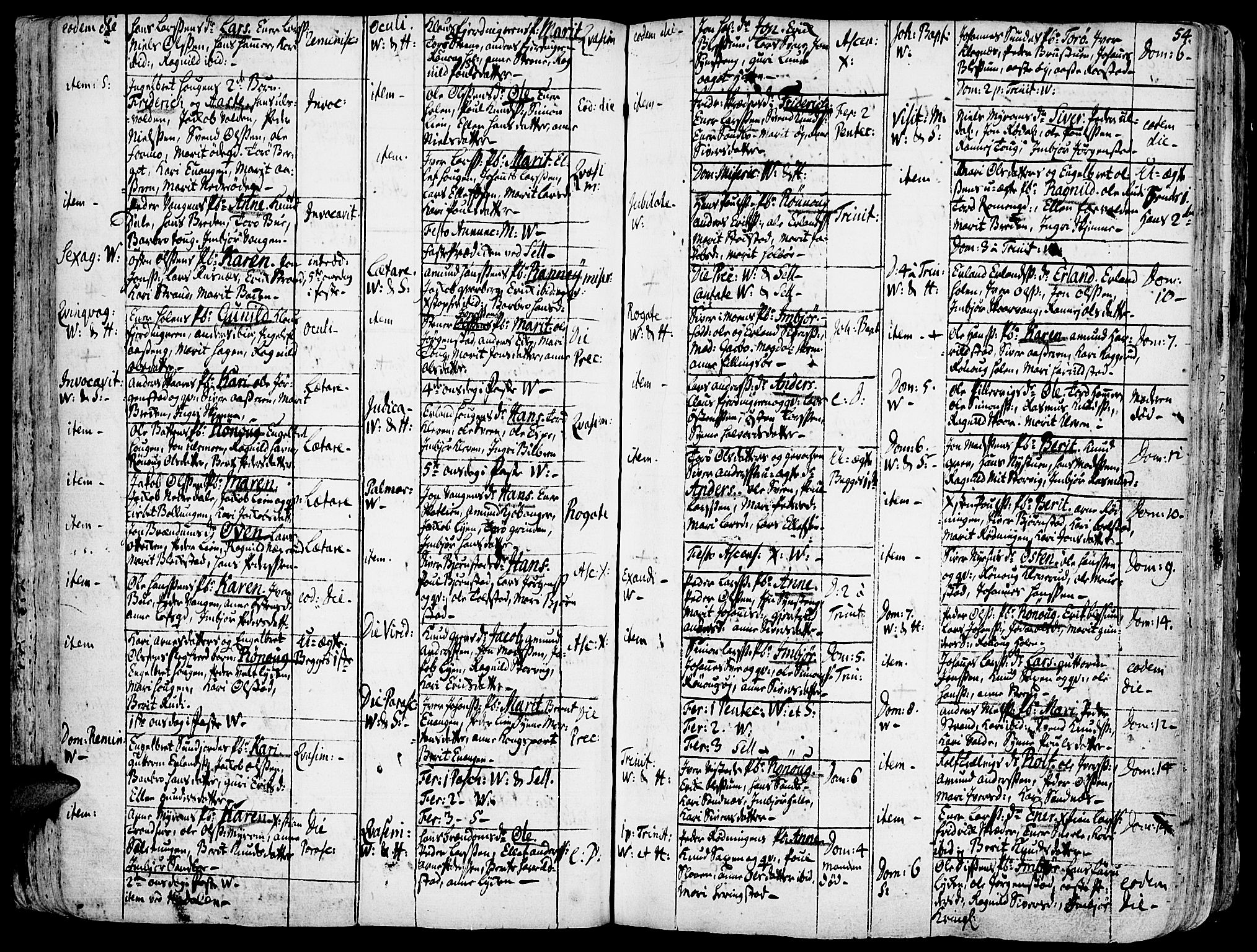 Vågå prestekontor, SAH/PREST-076/H/Ha/Haa/L0001: Parish register (official) no. 1, 1739-1810, p. 54