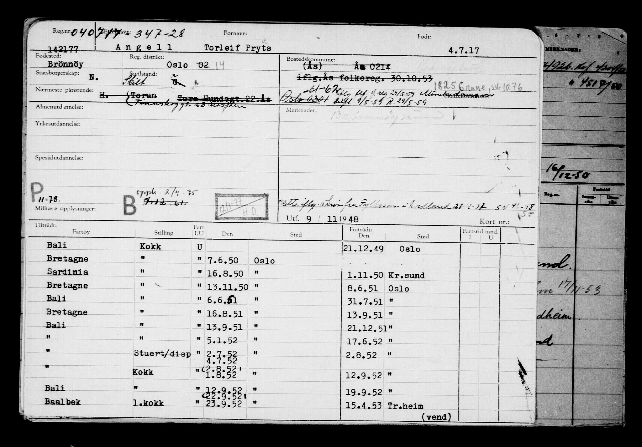 Direktoratet for sjømenn, AV/RA-S-3545/G/Gb/L0150: Hovedkort, 1917, p. 69