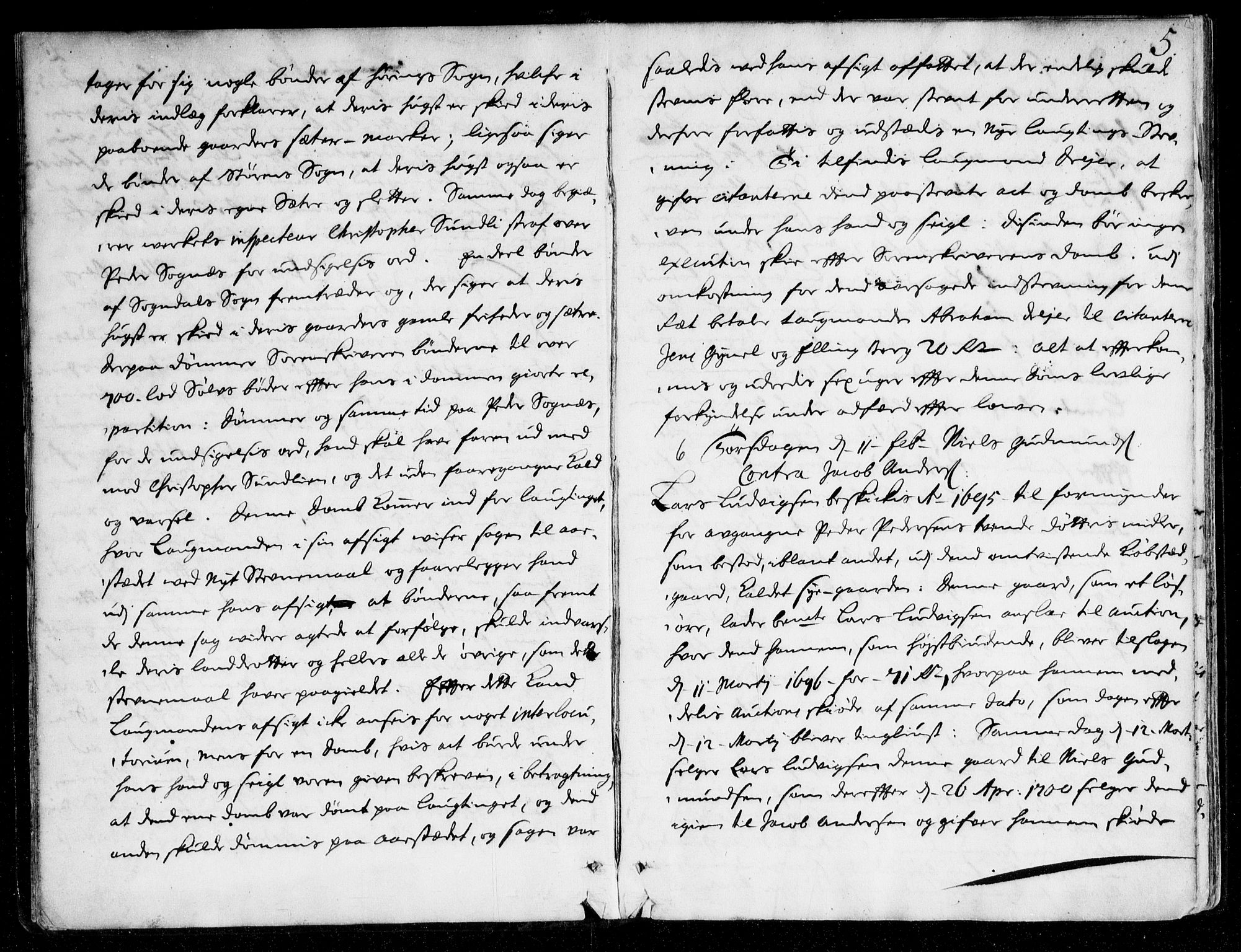 Overhoffretten 1667-1797, AV/RA-EA-2884/Aa/L0036: Avsiktsprotokoll, 1706, p. 4b-5a