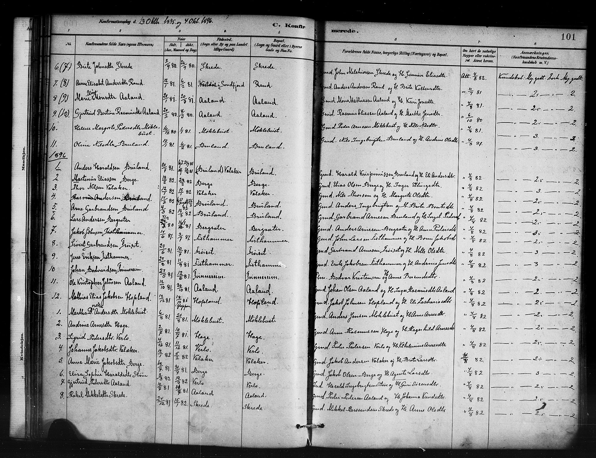 Innvik sokneprestembete, AV/SAB-A-80501: Parish register (official) no. D 1, 1879-1900, p. 101