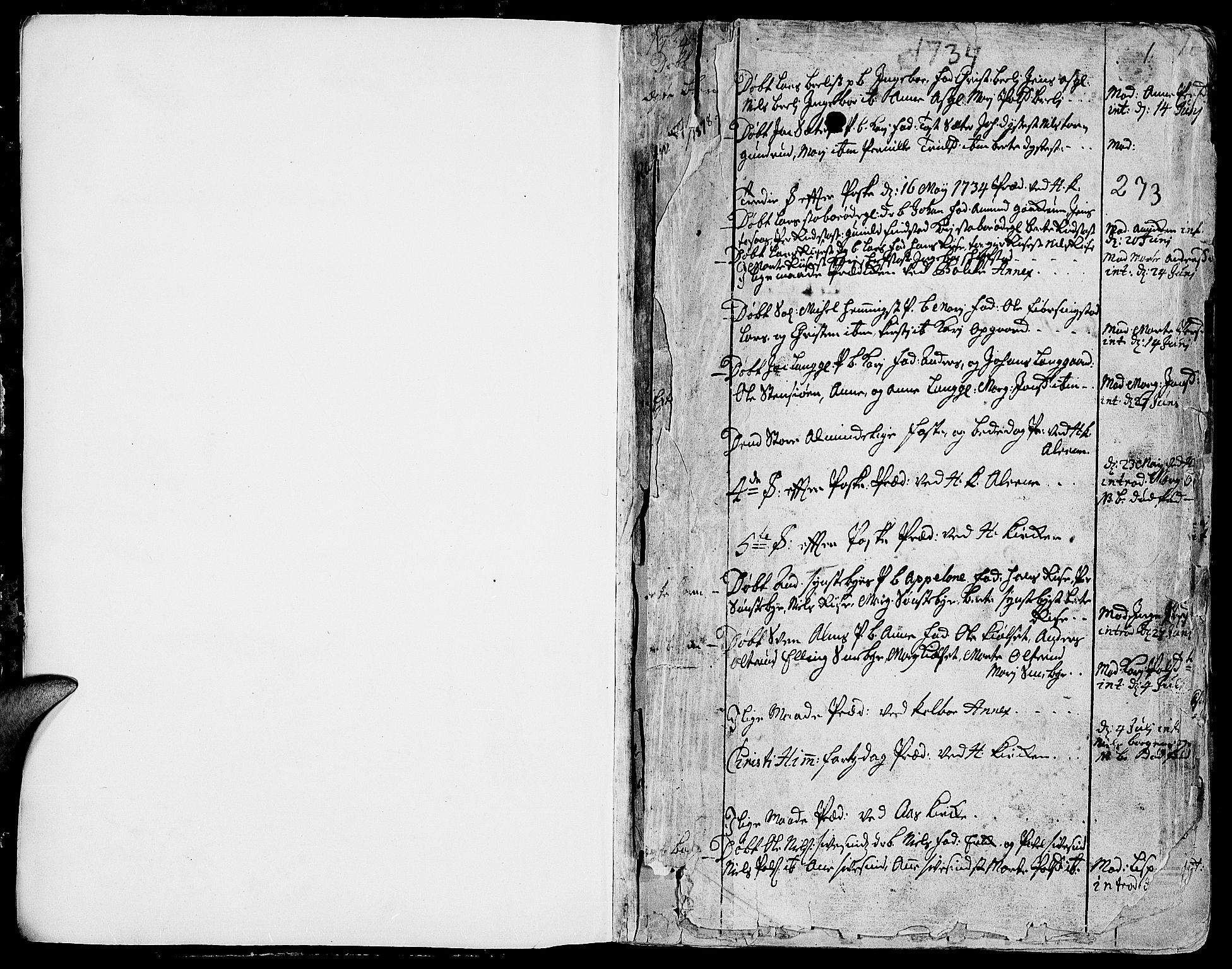 Toten prestekontor, SAH/PREST-102/H/Ha/Haa/L0003: Parish register (official) no. 3, 1734-1751, p. 0-1