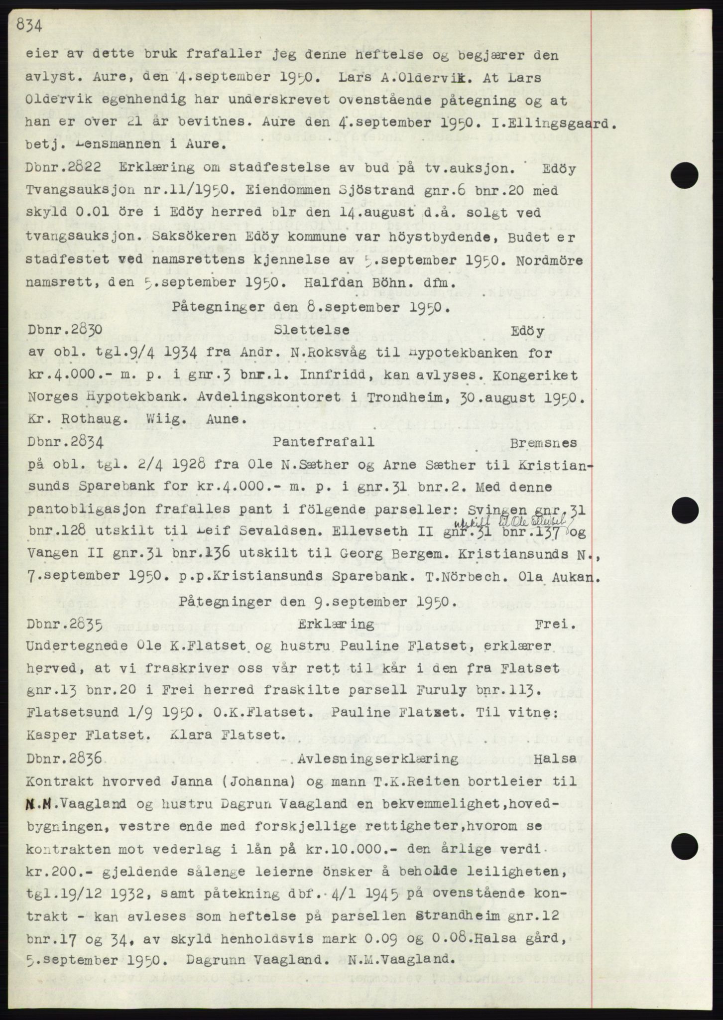 Nordmøre sorenskriveri, AV/SAT-A-4132/1/2/2Ca: Mortgage book no. C82b, 1946-1951, Diary no: : 2830/1950