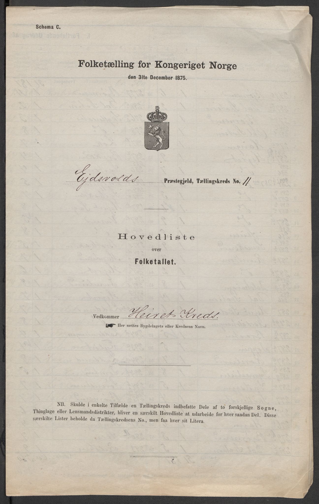 RA, 1875 census for 0237P Eidsvoll, 1875, p. 43