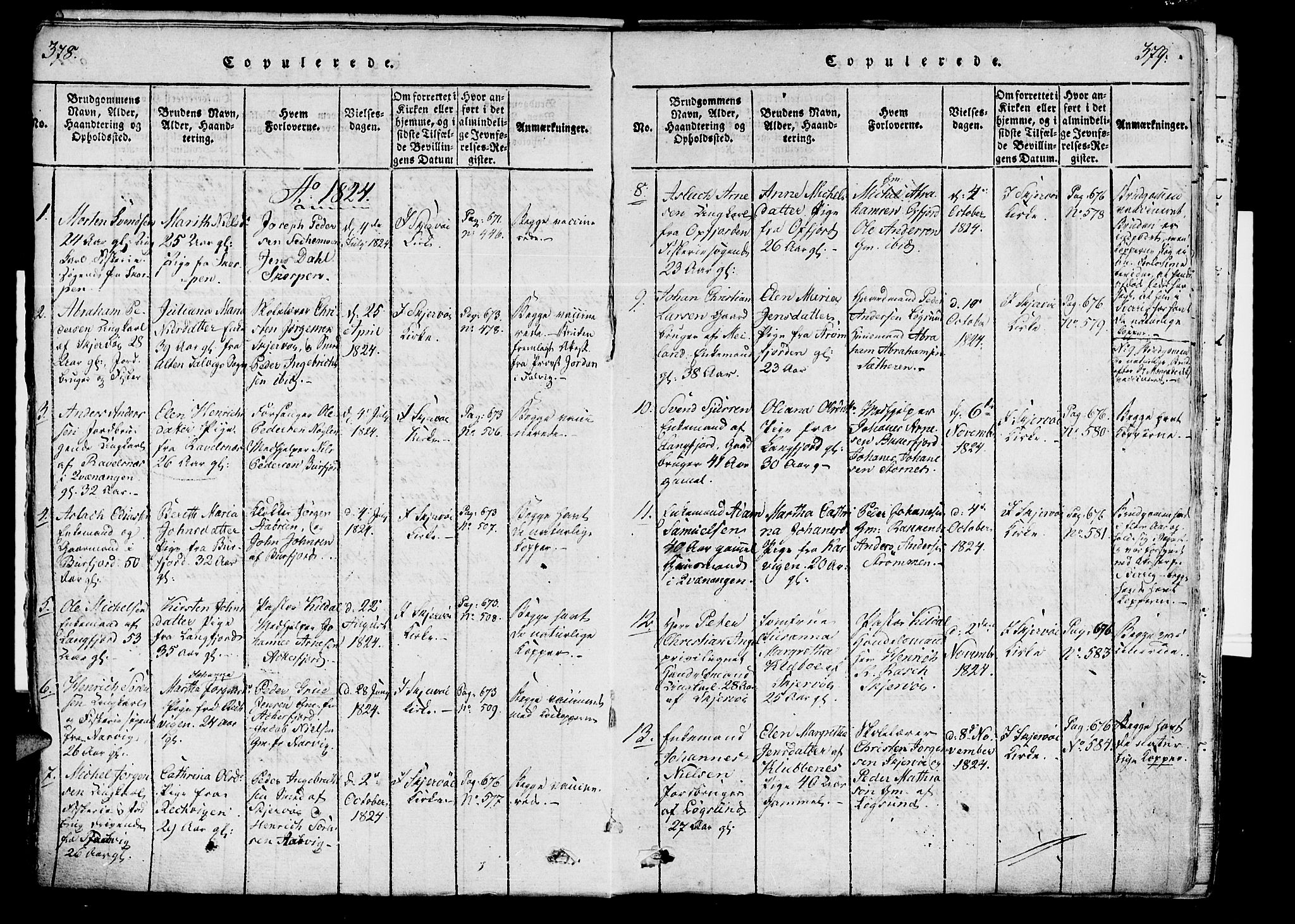 Skjervøy sokneprestkontor, SATØ/S-1300/H/Ha/Haa/L0004kirke: Parish register (official) no. 4, 1820-1838, p. 378-379