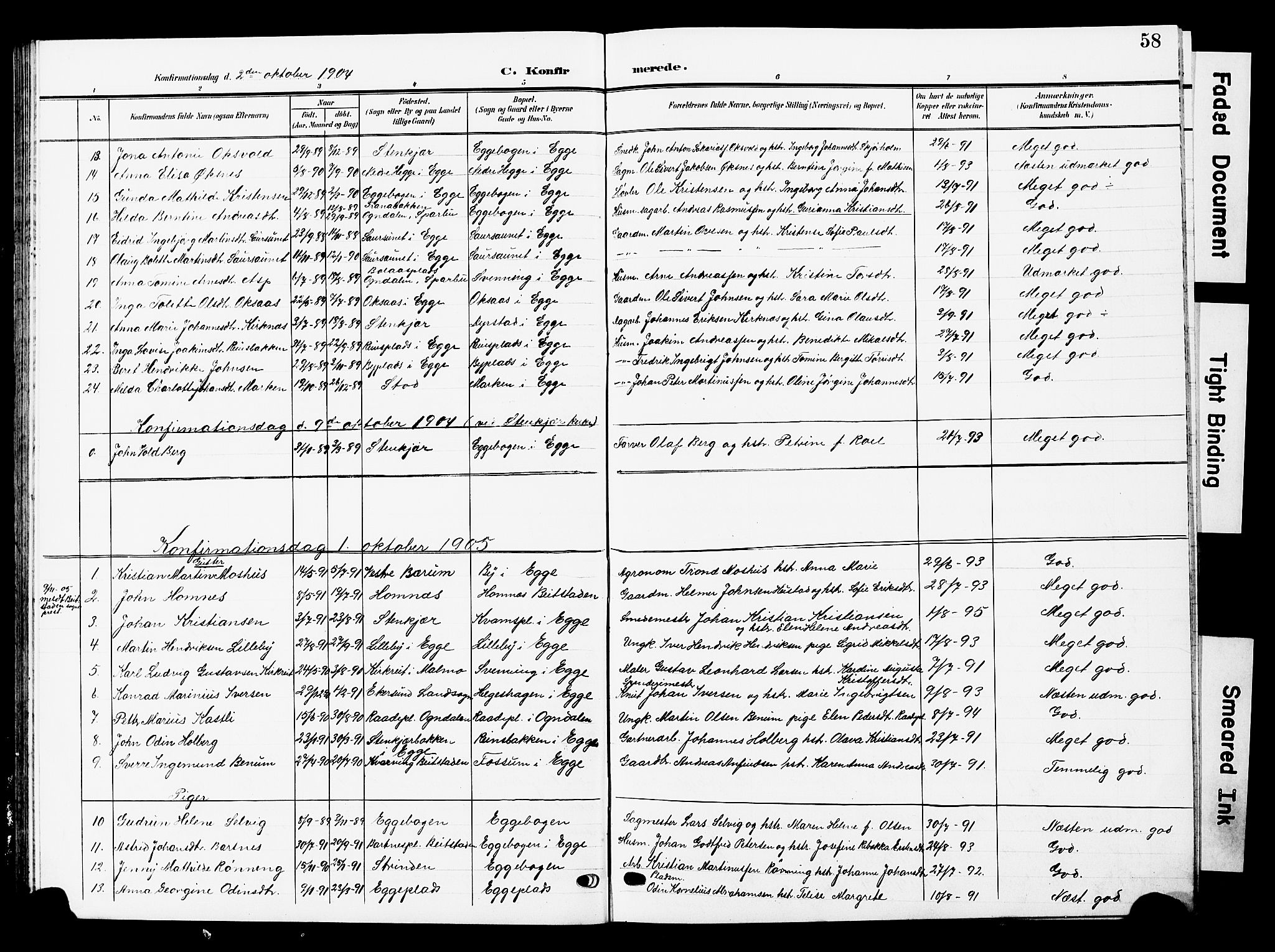 Ministerialprotokoller, klokkerbøker og fødselsregistre - Nord-Trøndelag, SAT/A-1458/740/L0381: Parish register (copy) no. 740C02, 1903-1914, p. 58