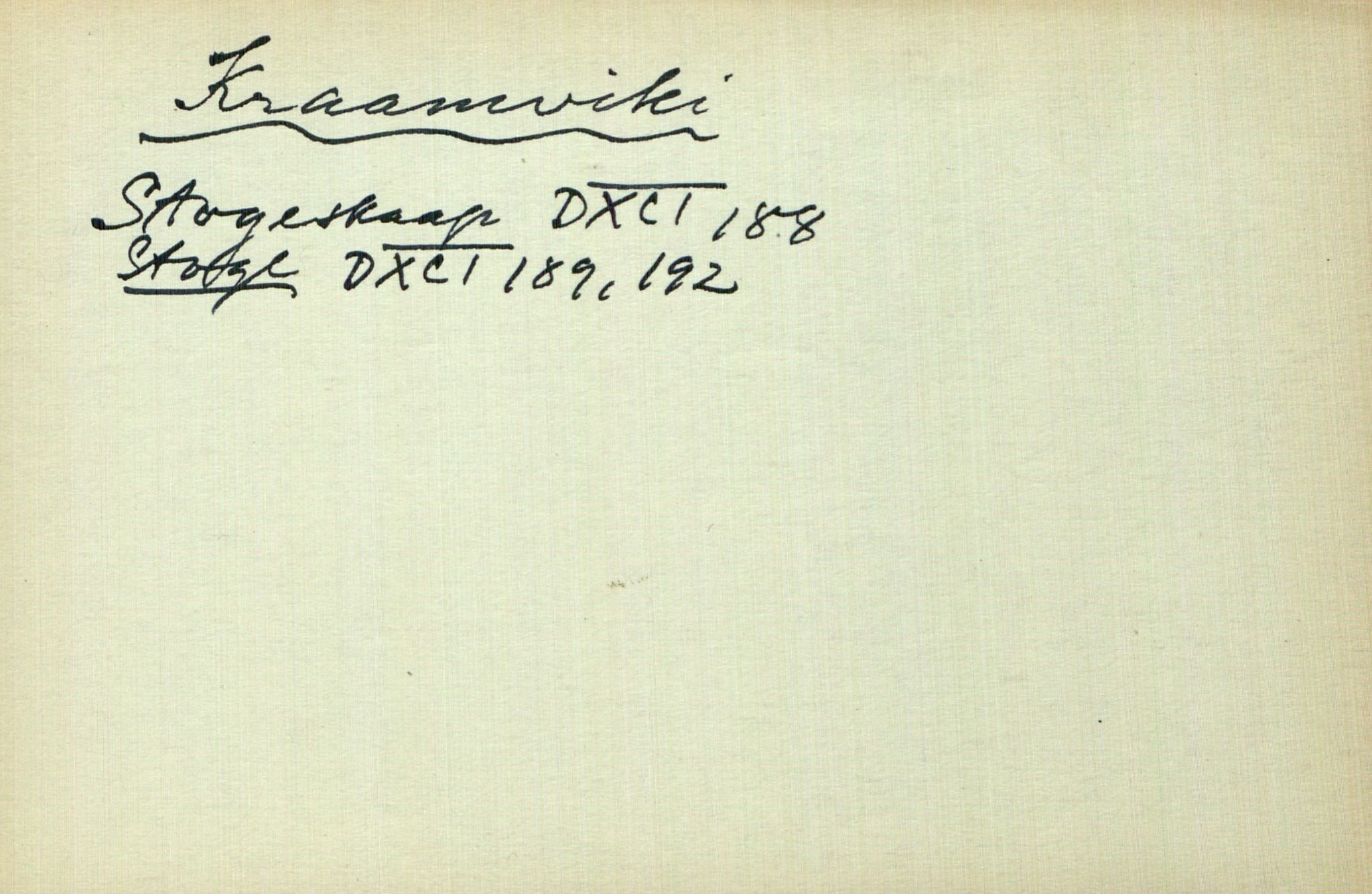 Rikard Berge, TEMU/TGM-A-1003/I/L0011: Personregister- K, 1910-1950