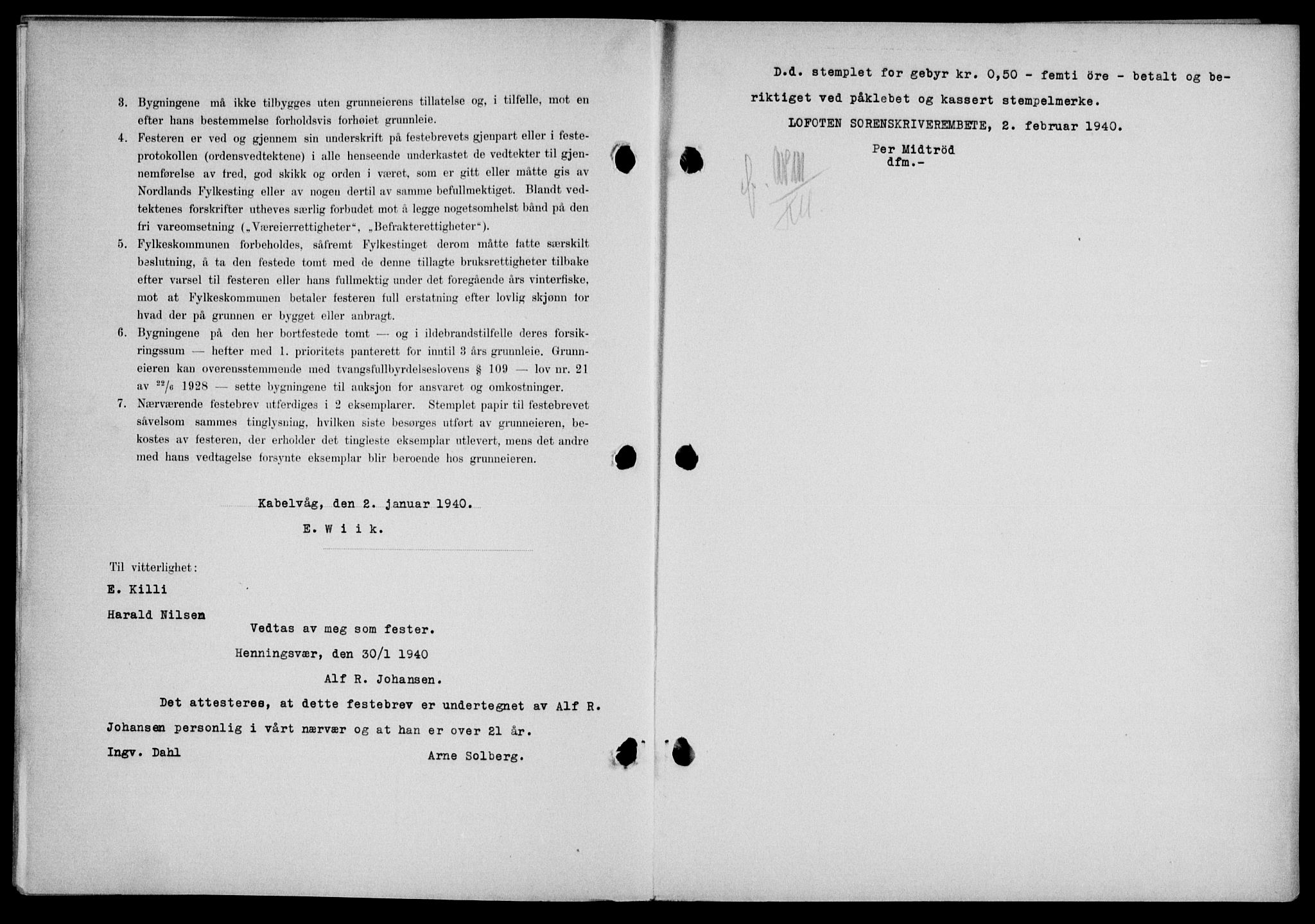 Lofoten sorenskriveri, SAT/A-0017/1/2/2C/L0007a: Mortgage book no. 7a, 1939-1940, Diary no: : 171/1940