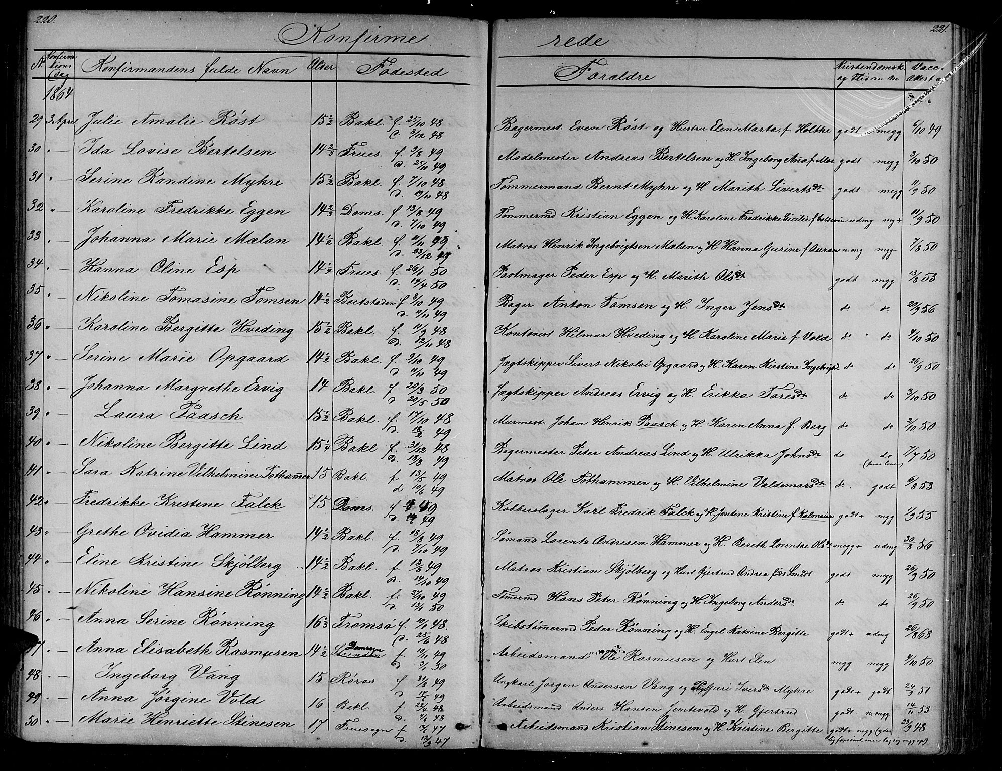Ministerialprotokoller, klokkerbøker og fødselsregistre - Sør-Trøndelag, SAT/A-1456/604/L0219: Parish register (copy) no. 604C02, 1851-1869, p. 220-221