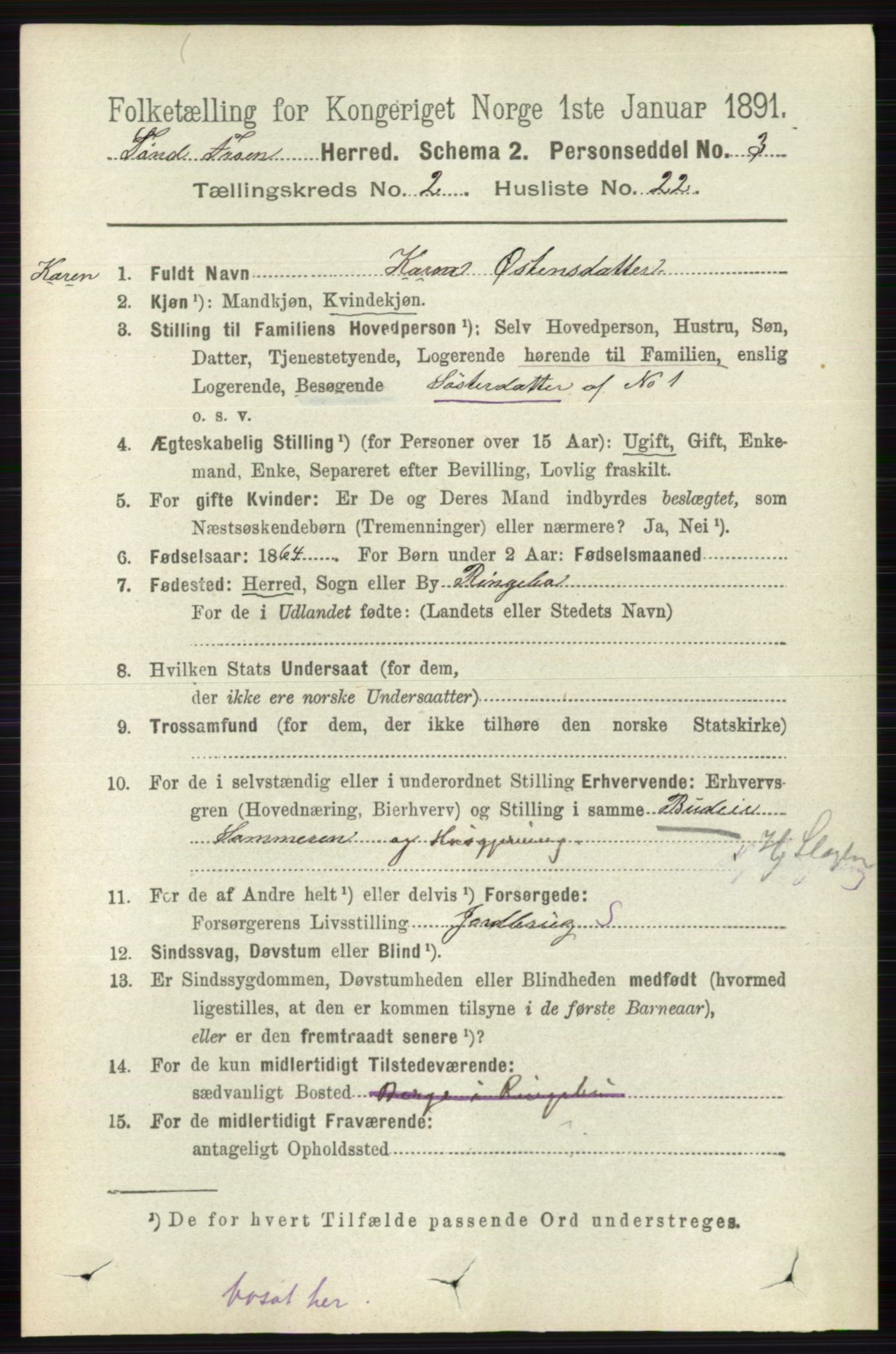 RA, 1891 census for 0519 Sør-Fron, 1891, p. 675