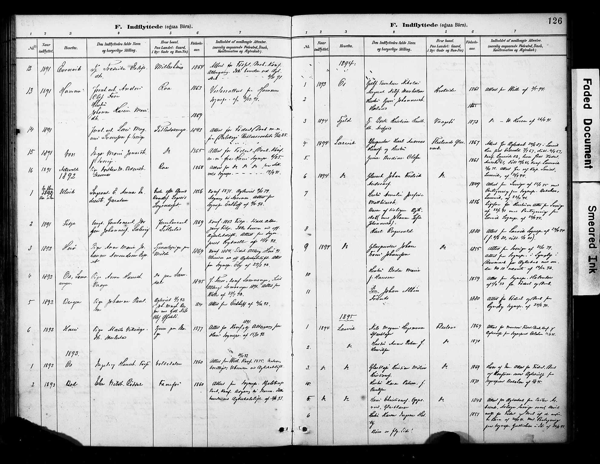 Fana Sokneprestembete, AV/SAB-A-75101/H/Haa/Haab/L0002: Parish register (official) no. B 2, 1890-1897, p. 126