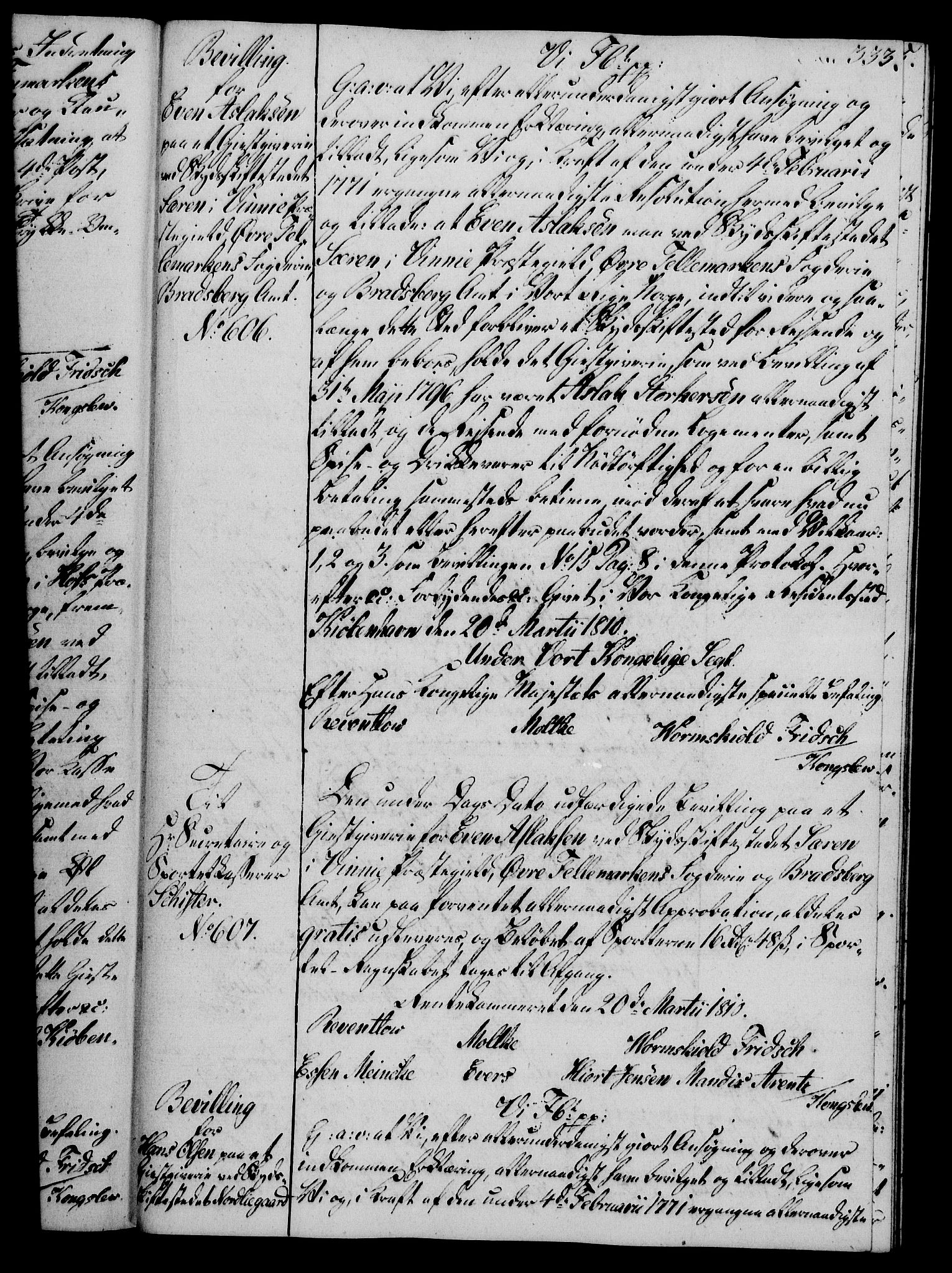 Rentekammeret, Kammerkanselliet, AV/RA-EA-3111/G/Gg/Gga/L0019: Norsk ekspedisjonsprotokoll med register (merket RK 53.19), 1807-1810, p. 333