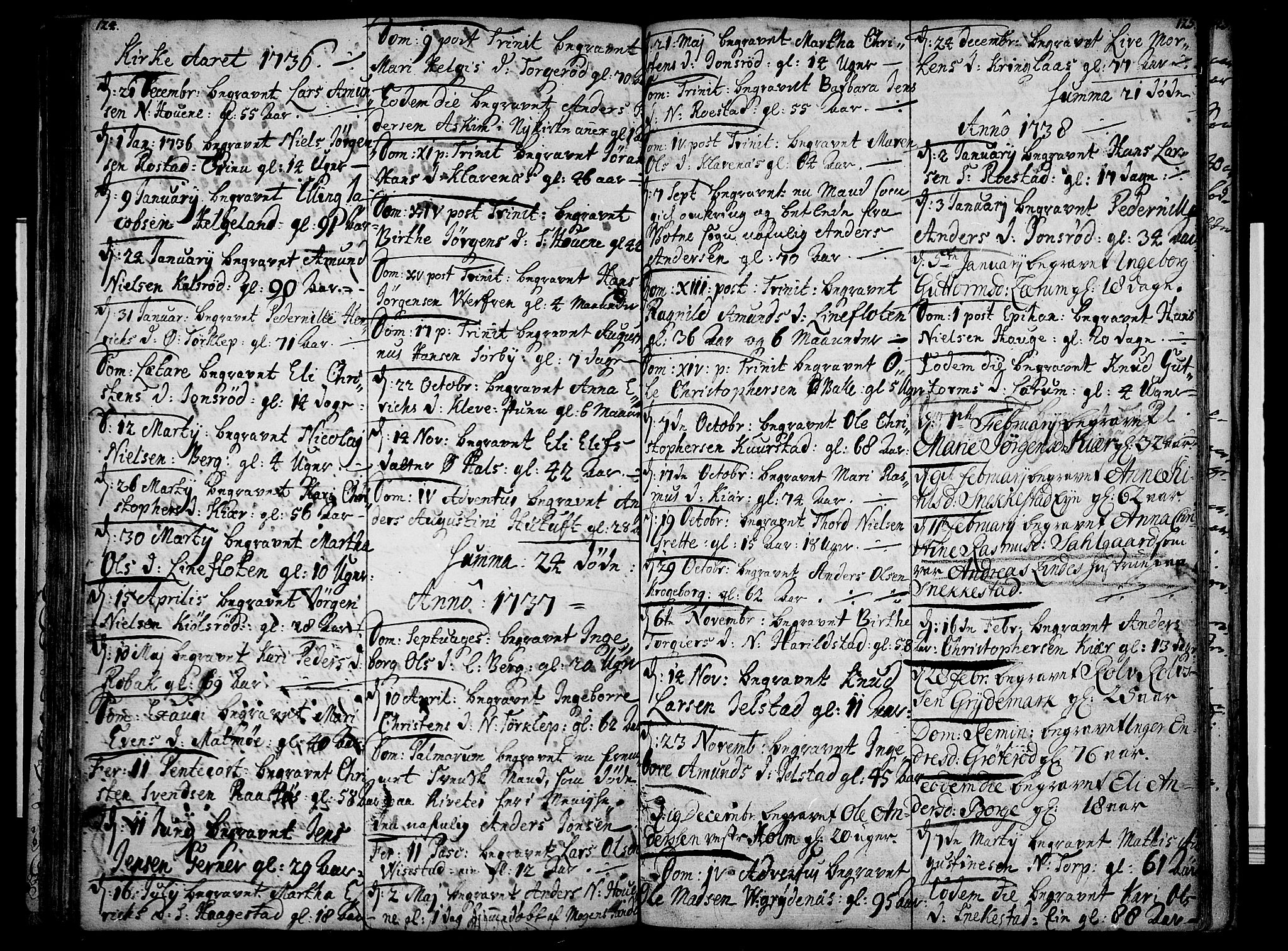 Våle kirkebøker, SAKO/A-334/F/Fa/L0003: Parish register (official) no. I 3, 1732-1773, p. 124-125
