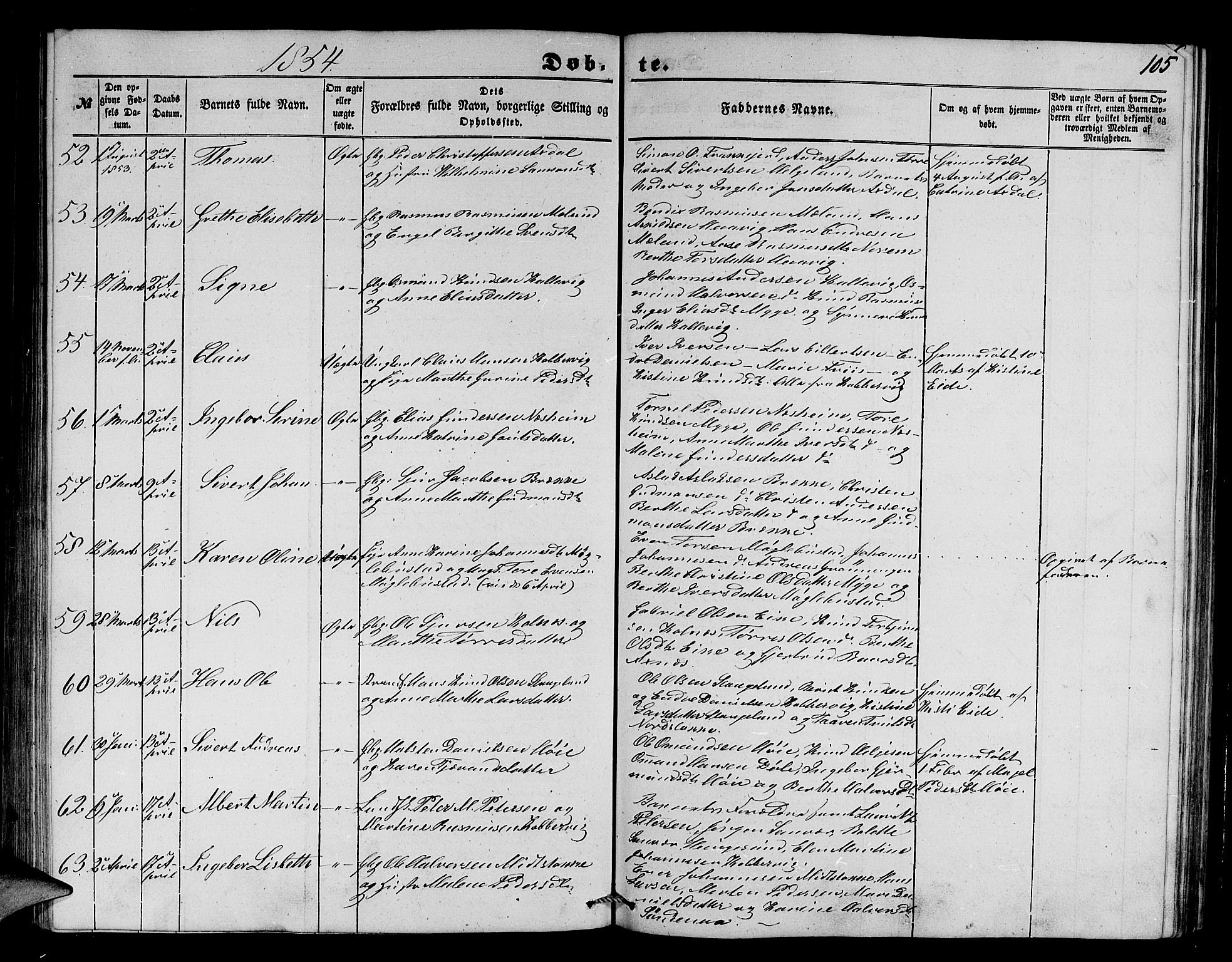 Avaldsnes sokneprestkontor, AV/SAST-A -101851/H/Ha/Hab/L0002: Parish register (copy) no. B 2, 1848-1856, p. 105