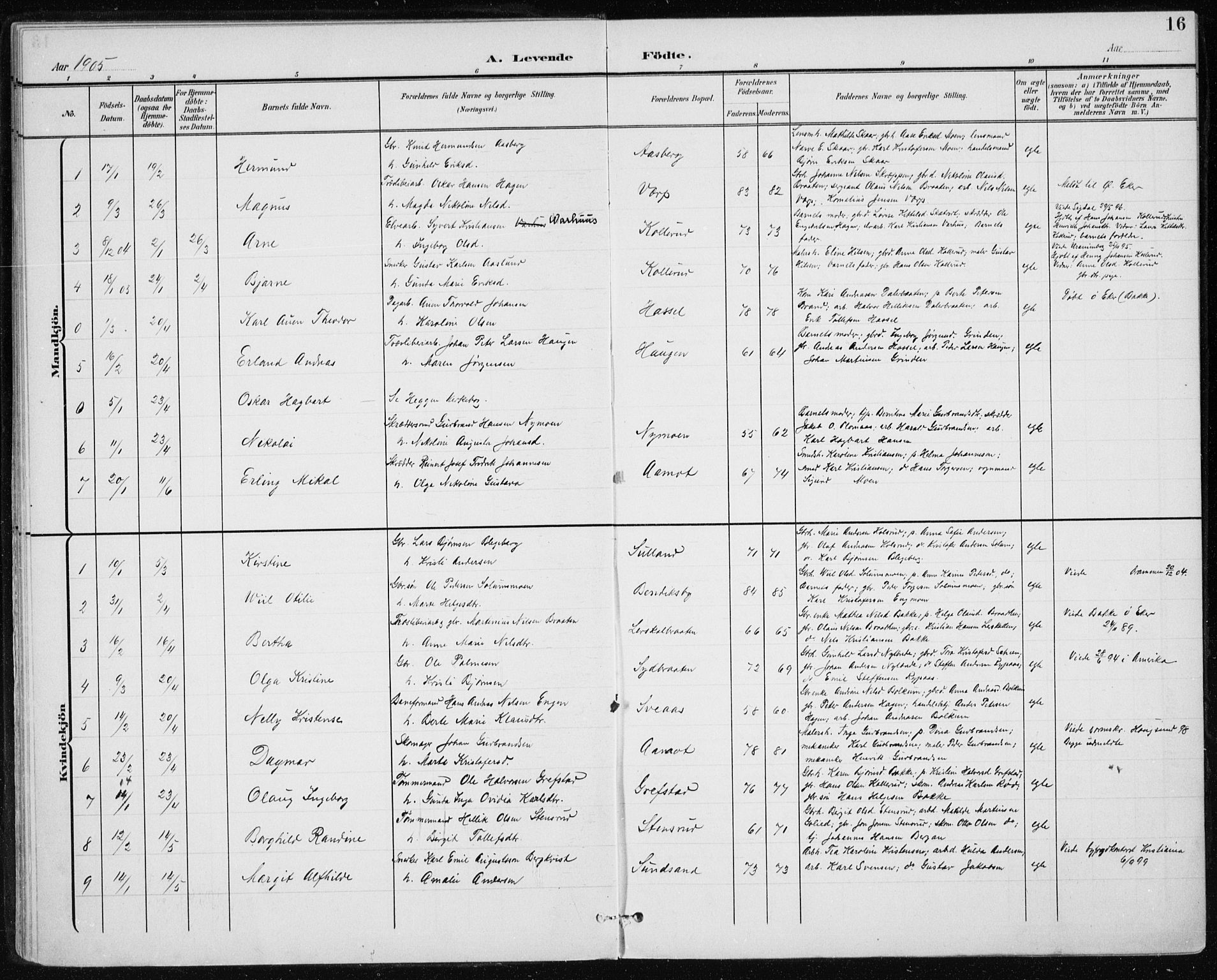 Modum kirkebøker, AV/SAKO-A-234/F/Fa/L0017: Parish register (official) no. 17, 1900-1915, p. 16