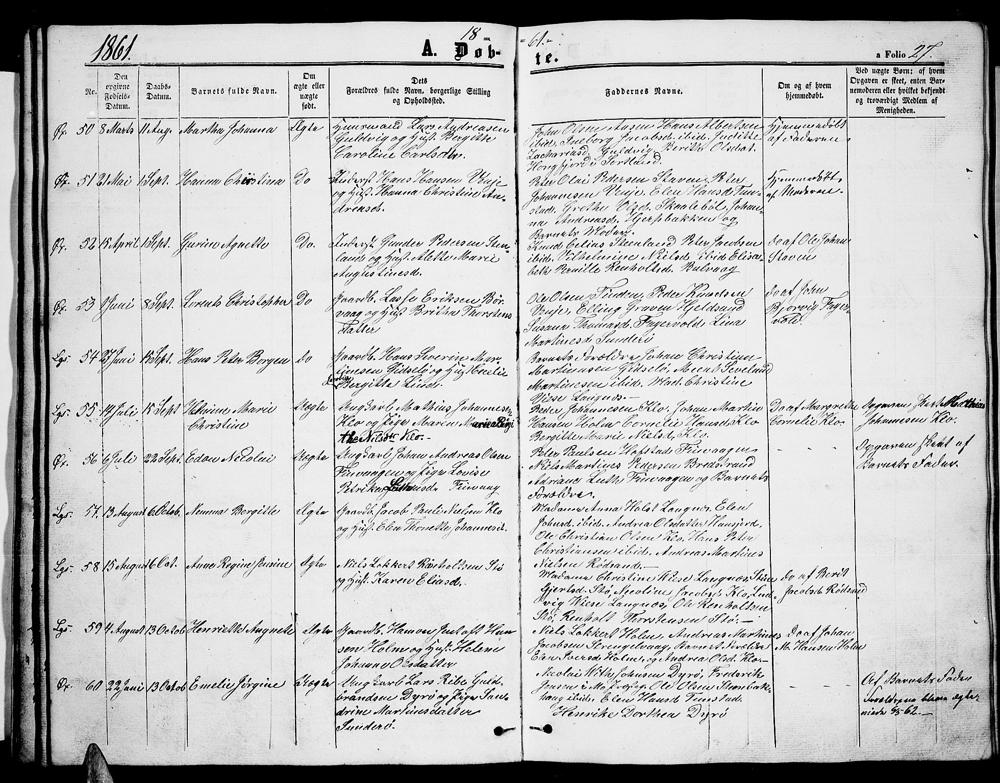 Ministerialprotokoller, klokkerbøker og fødselsregistre - Nordland, SAT/A-1459/893/L1347: Parish register (copy) no. 893C02, 1858-1866, p. 27