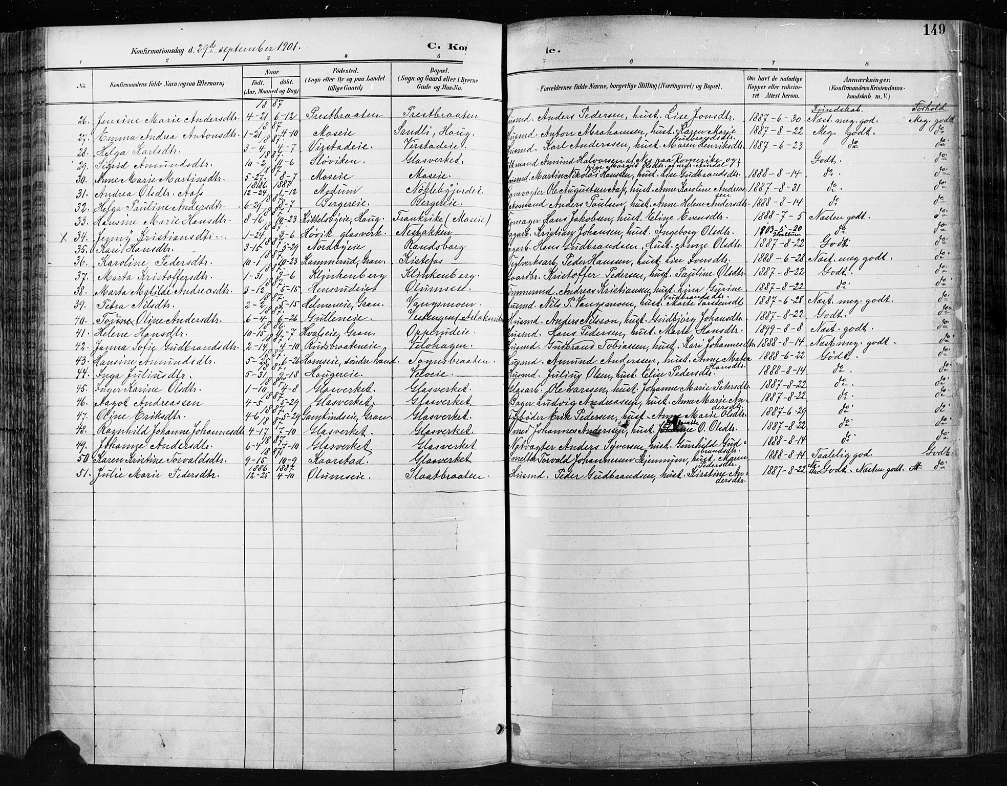 Jevnaker prestekontor, SAH/PREST-116/H/Ha/Haa/L0009: Parish register (official) no. 9, 1891-1901, p. 149