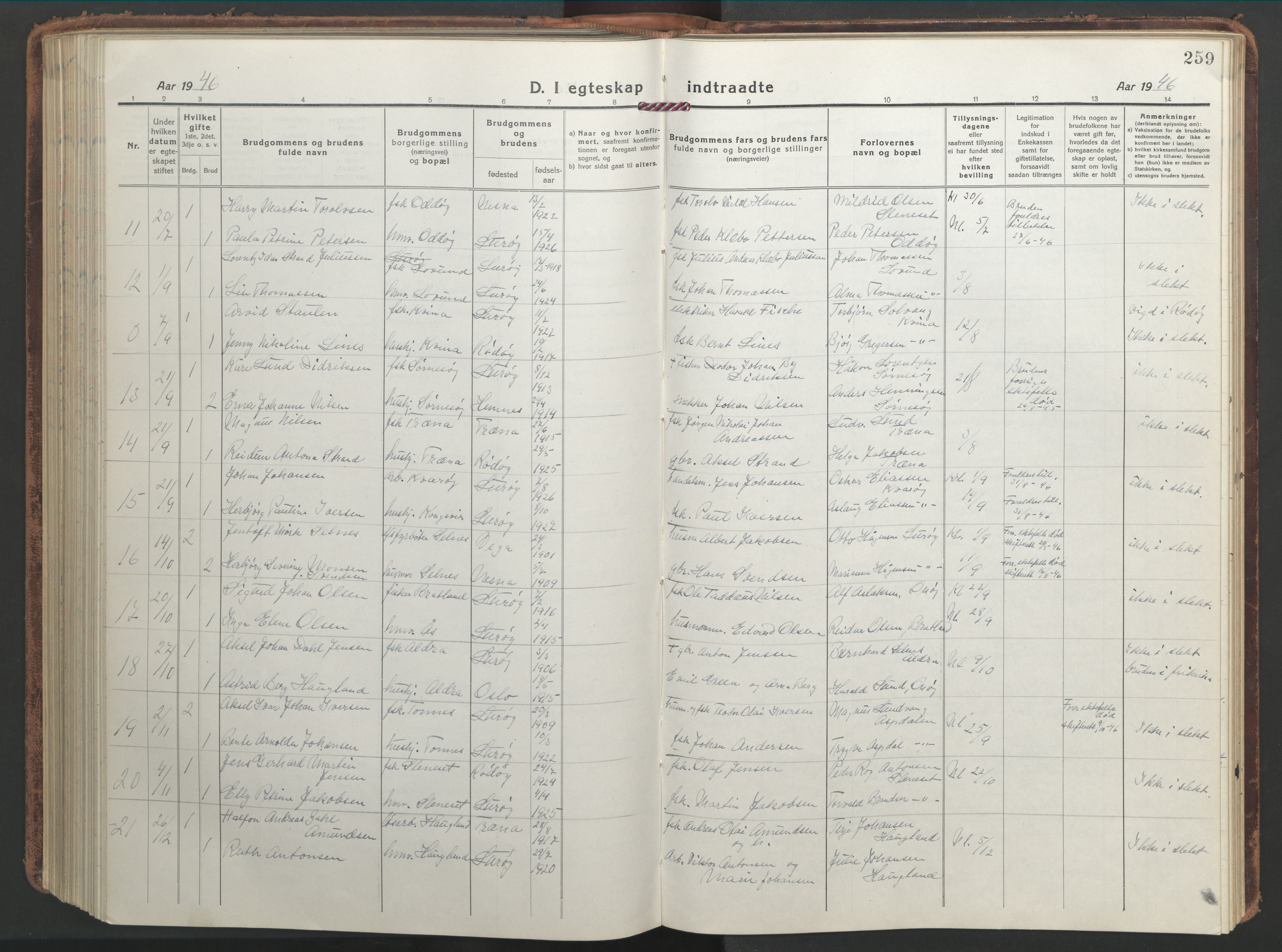 Ministerialprotokoller, klokkerbøker og fødselsregistre - Nordland, AV/SAT-A-1459/839/L0574: Parish register (copy) no. 839C04, 1918-1950, p. 259