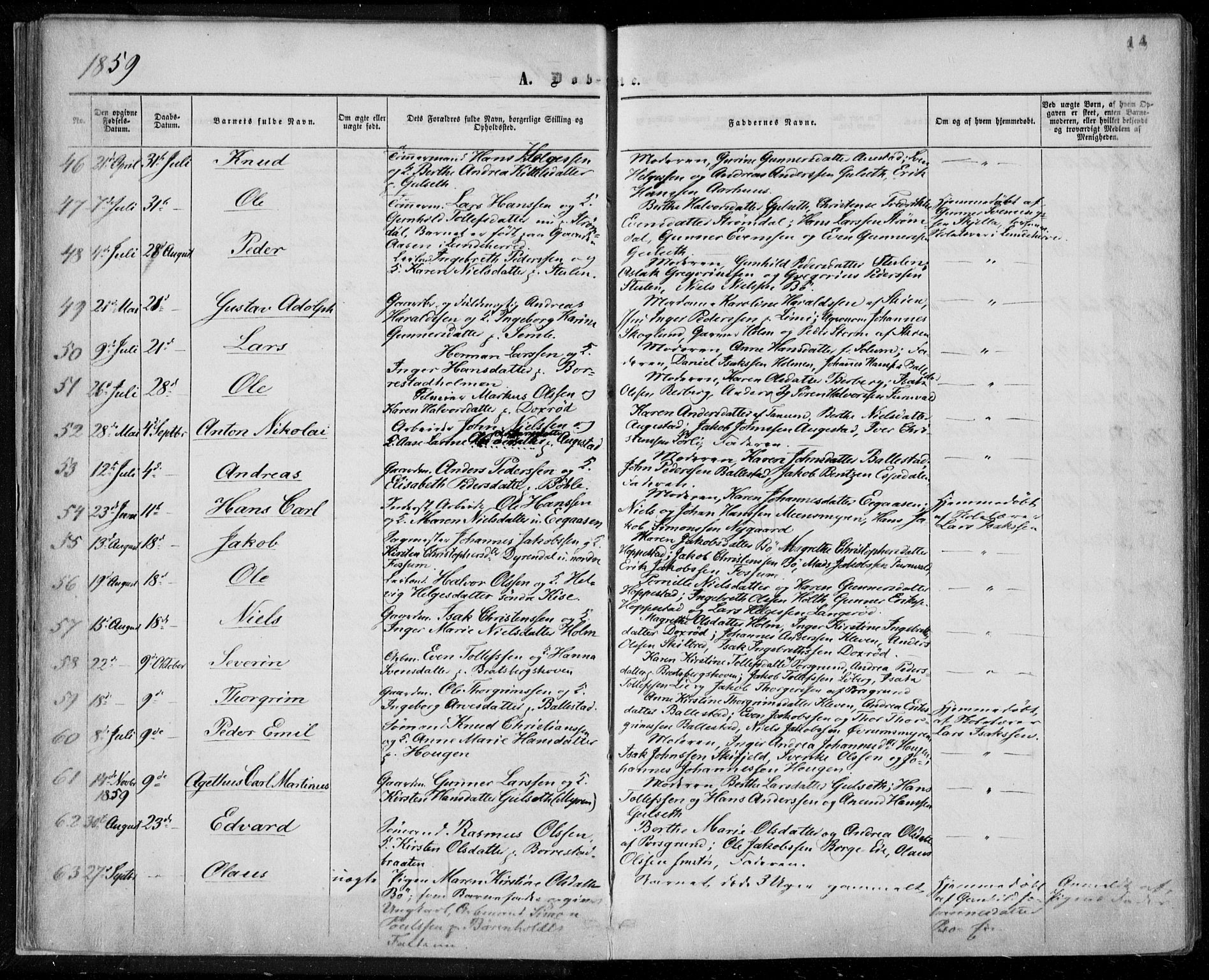 Gjerpen kirkebøker, SAKO/A-265/F/Fa/L0008a: Parish register (official) no. I 8A, 1857-1871, p. 14