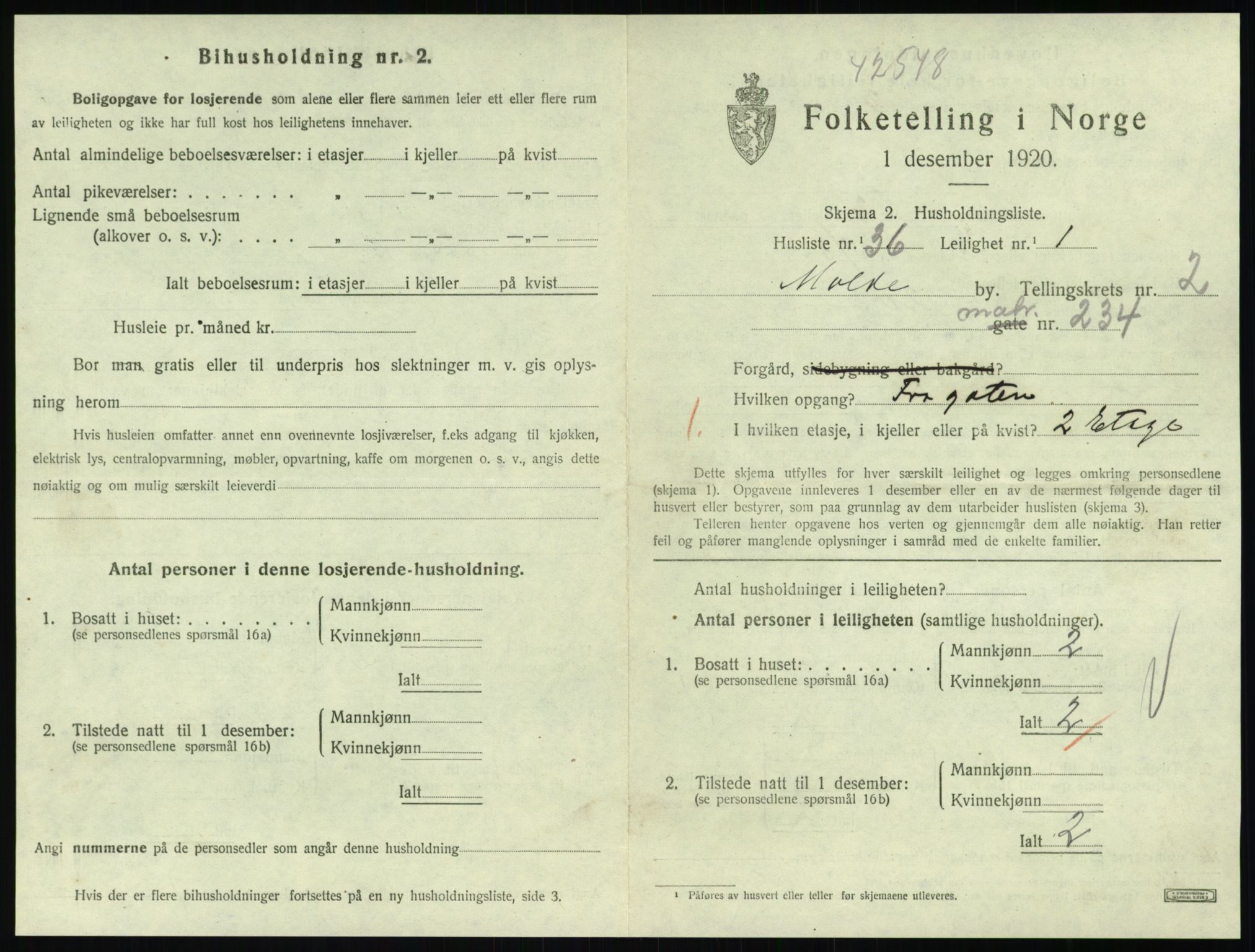 SAT, 1920 census for Molde, 1920, p. 1045