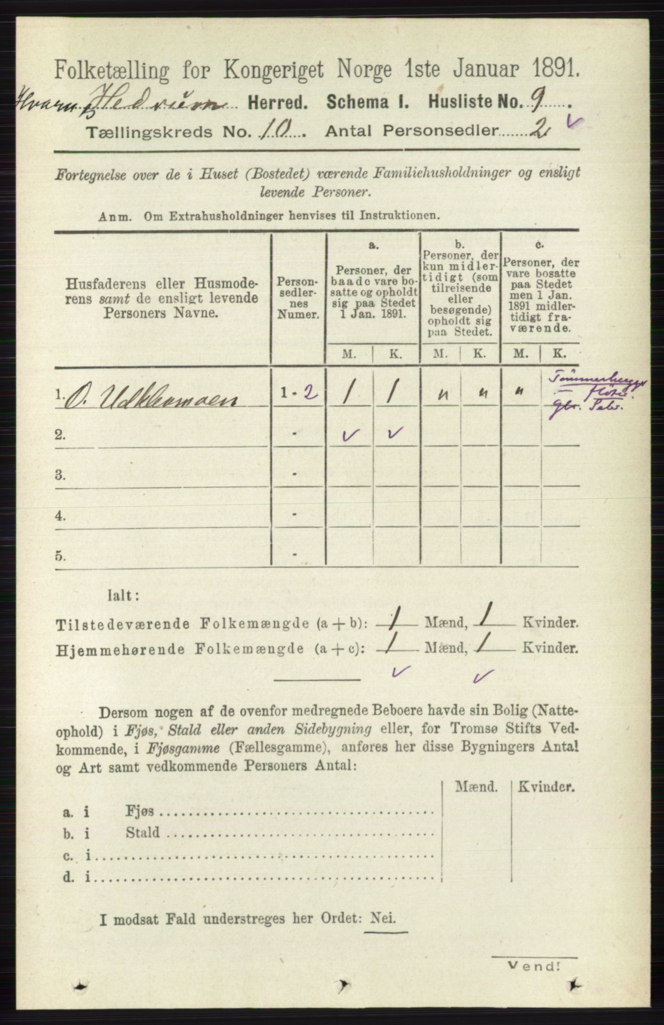 RA, 1891 census for 0727 Hedrum, 1891, p. 4331