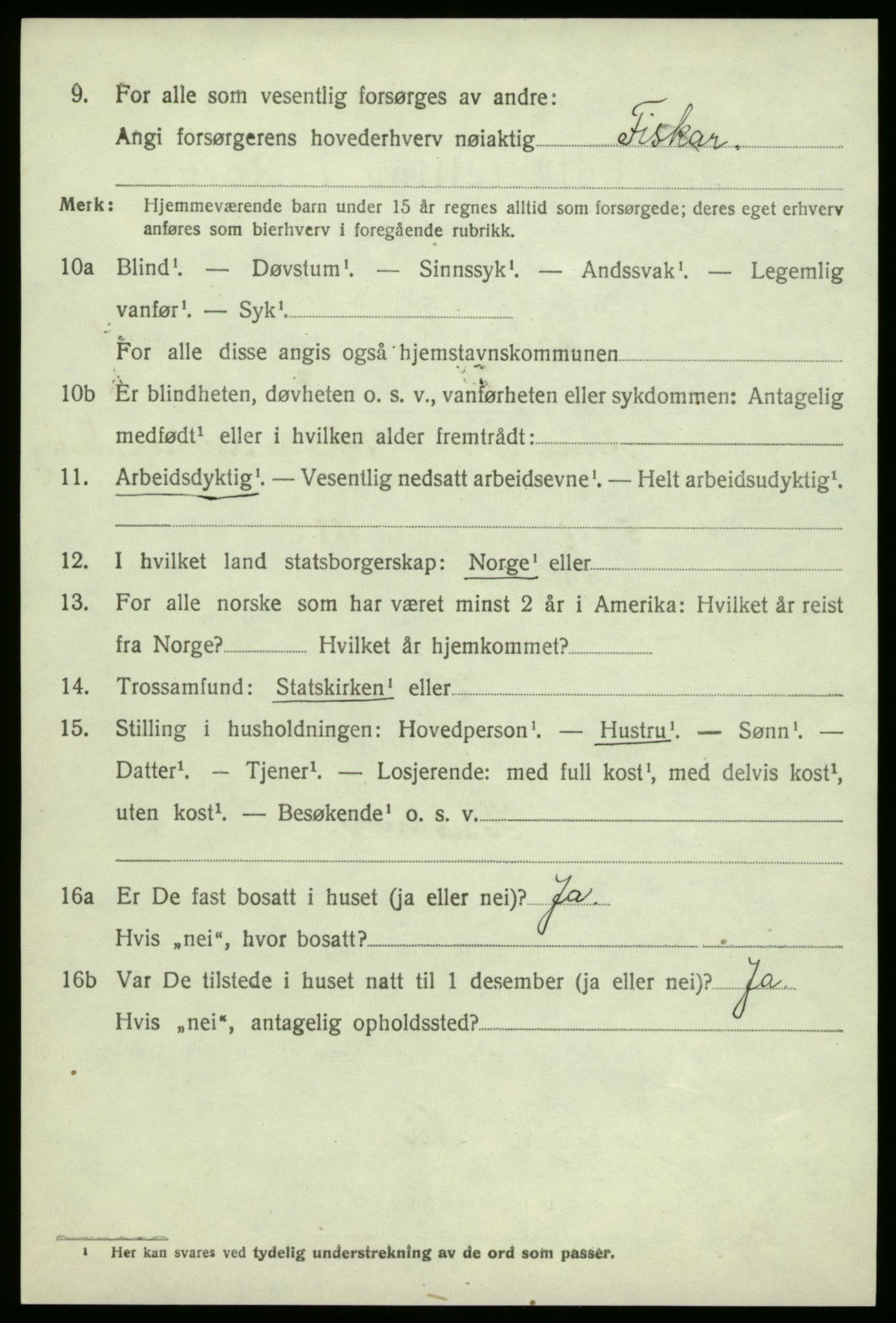 SAB, 1920 census for Solund, 1920, p. 953