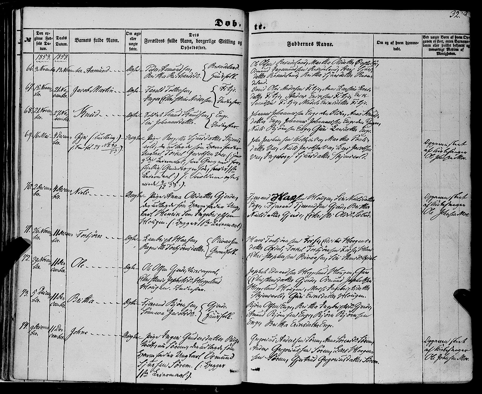 Etne sokneprestembete, SAB/A-75001/H/Haa: Parish register (official) no. A 8, 1848-1862, p. 32