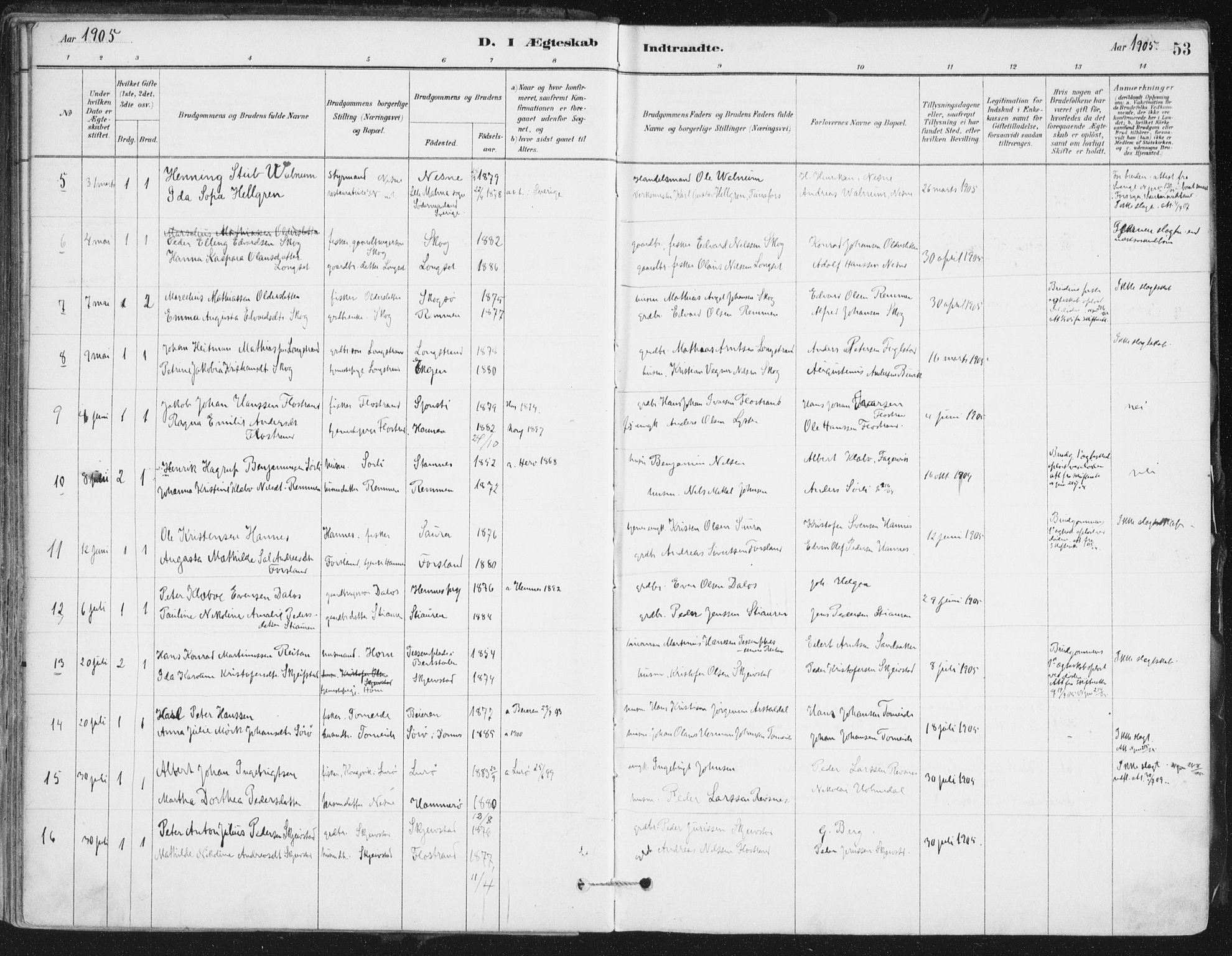 Ministerialprotokoller, klokkerbøker og fødselsregistre - Nordland, SAT/A-1459/838/L0553: Parish register (official) no. 838A11, 1880-1910, p. 53