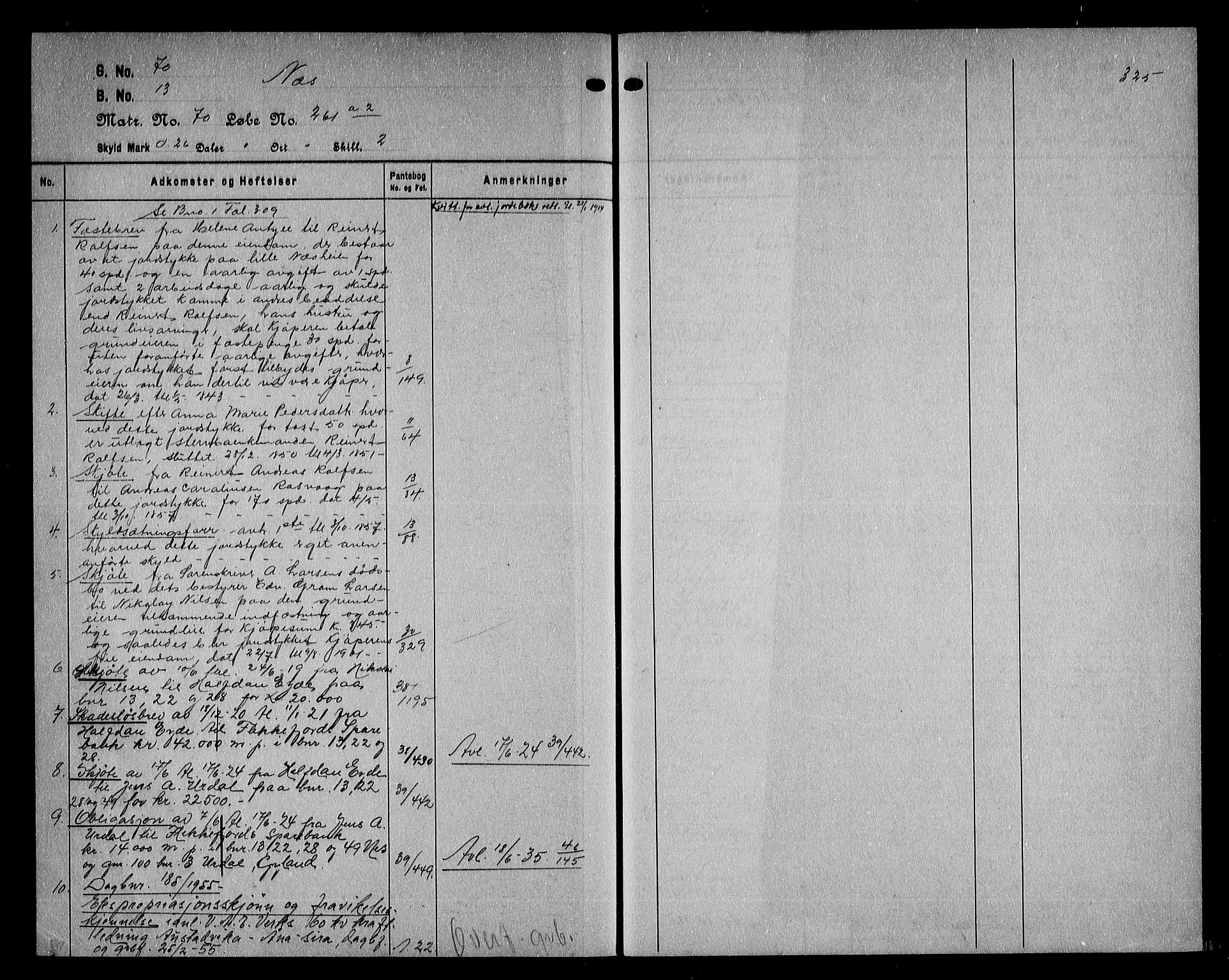 Flekkefjord sorenskriveri, SAK/1221-0001/G/Ga/L0026: Mortgage register no. 26, 1810-1950, p. 325